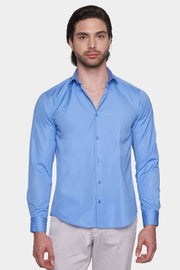 Premium Cotton Dress Shirt (Classic Blue)