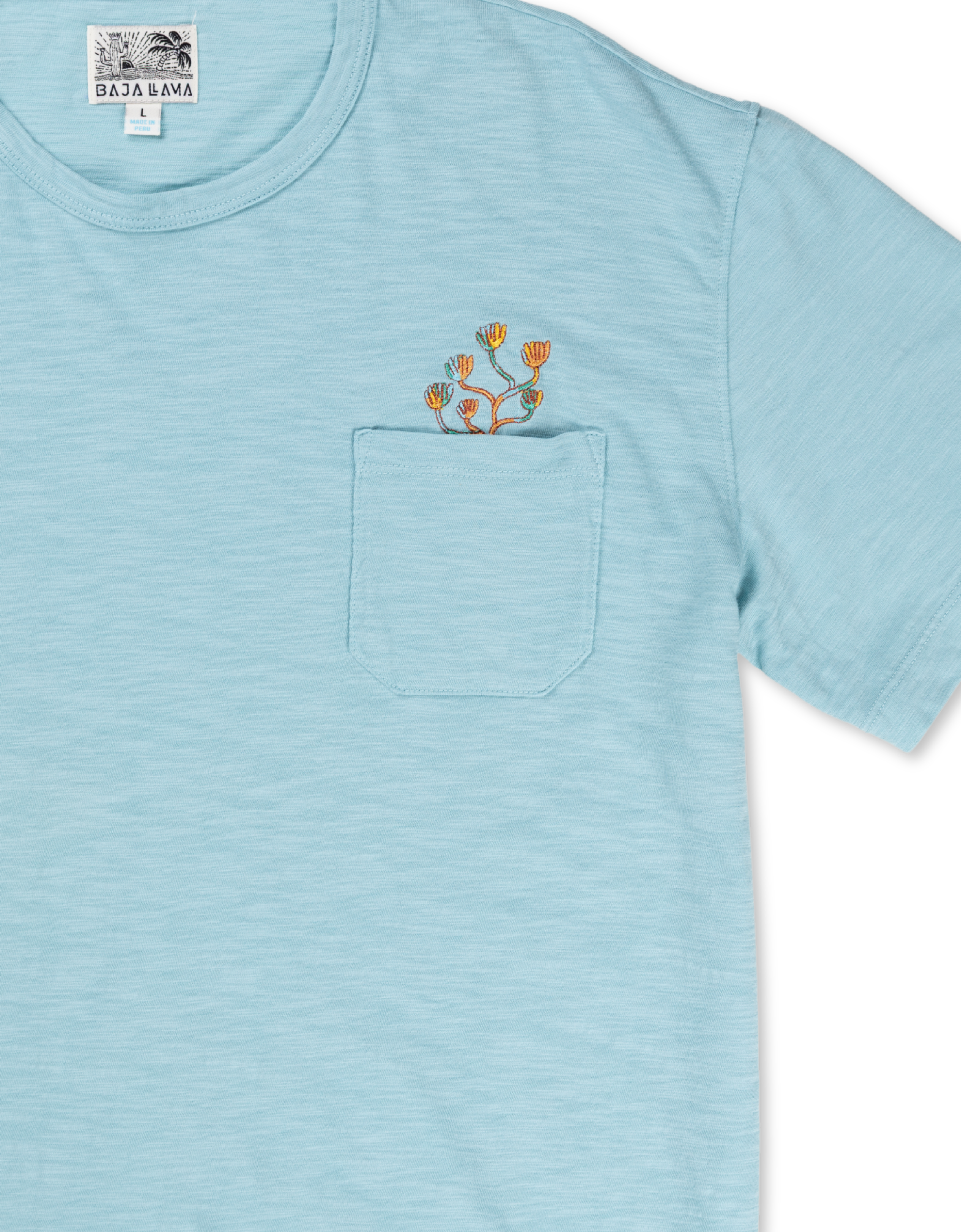 EL SATIVO CACTI - PORCELAIN BLUE PIMA SLUB POCKET TEE