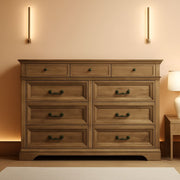 Nine Drawer Dresser Handcrafted Rustic Oakwood Finish