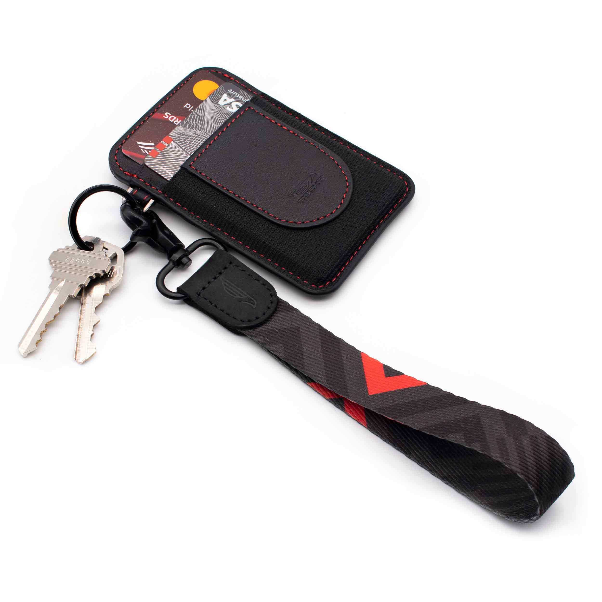 Chevron Wristlet Keychain for Badge, Wallet, and Phone