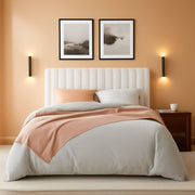 White Velvet Full Bed Frame With Wingback Tufted Headboard