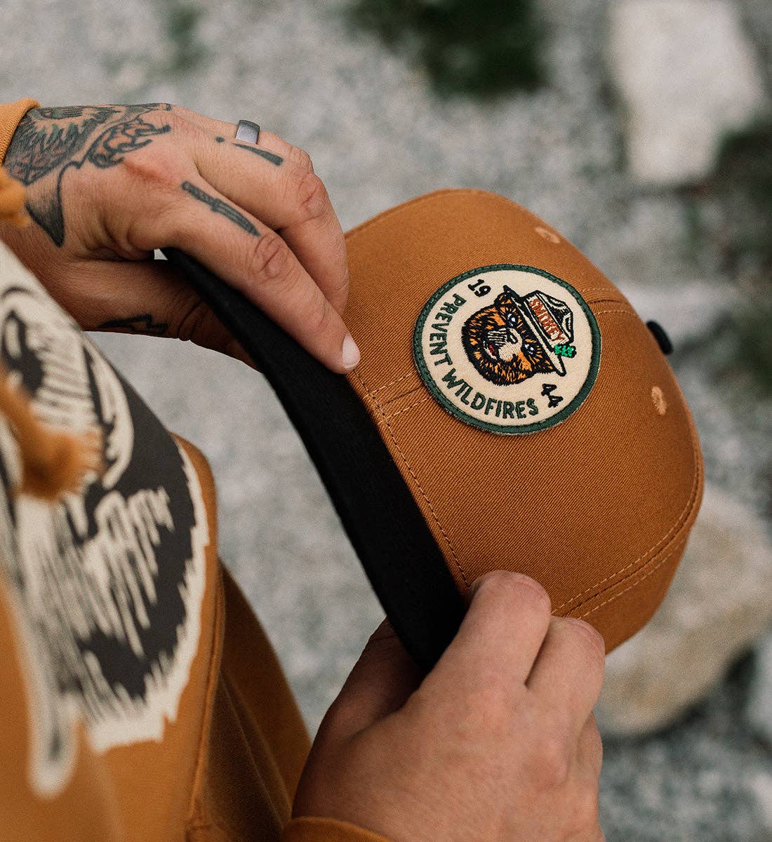 Smokey Bear Ranger Flat Bill Hat - Bark