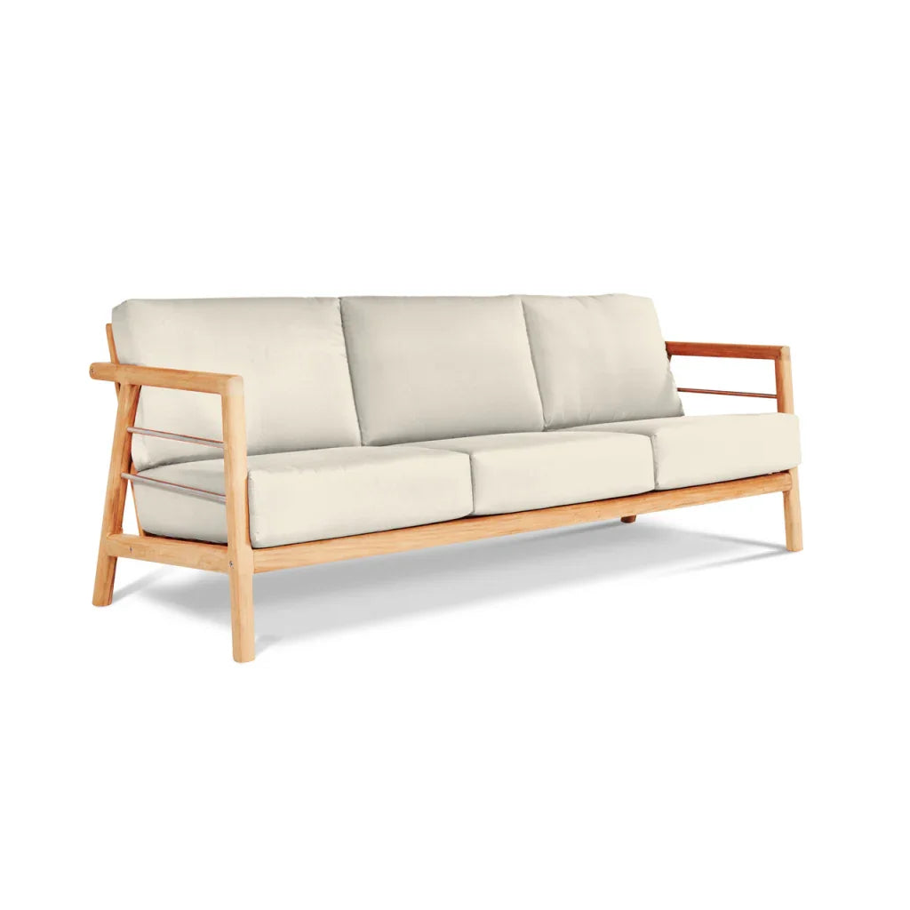 Aalto Teak Patio Deep Sofa Set with Sunbrella Cushion 4PC