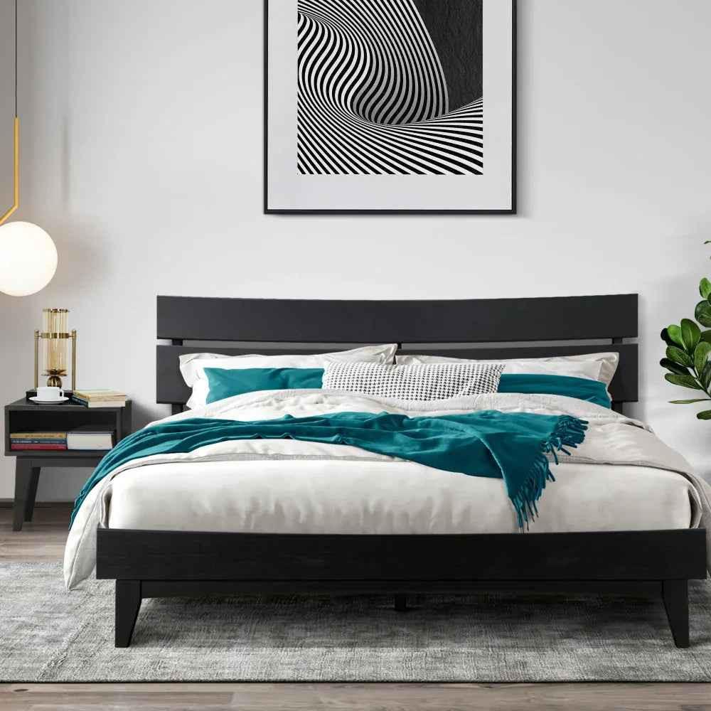[Buy 1 Get 1] Aurora Solid Wood Bed Frame & Nightstand