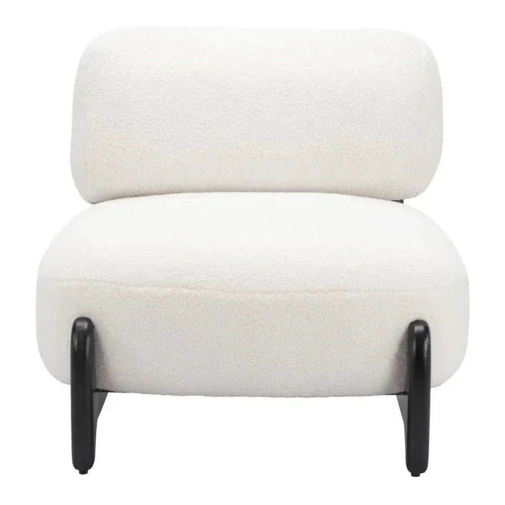 Bombo Wood White Armless Accent Chair