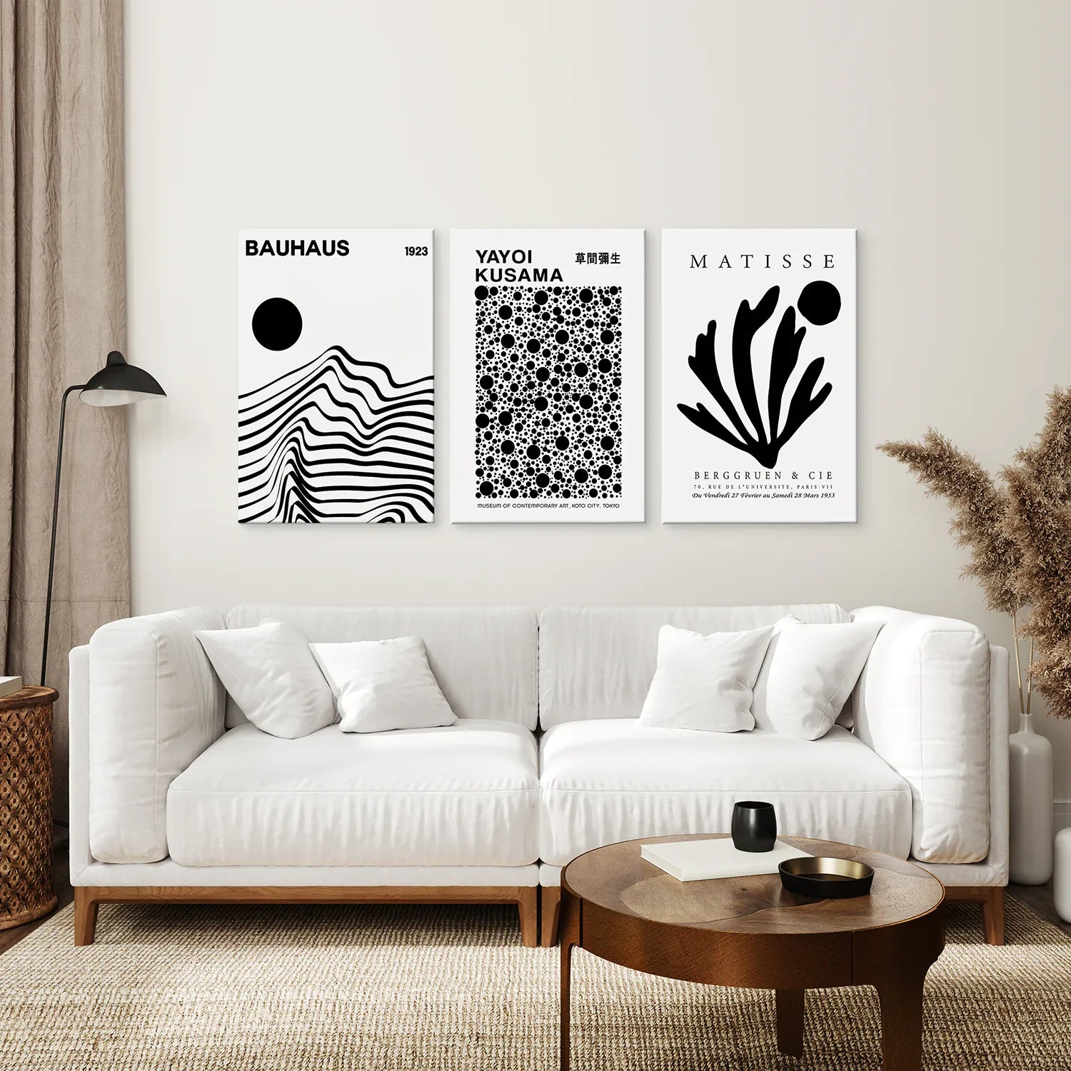 Black and White Minimalist 3 Piece Wall Art