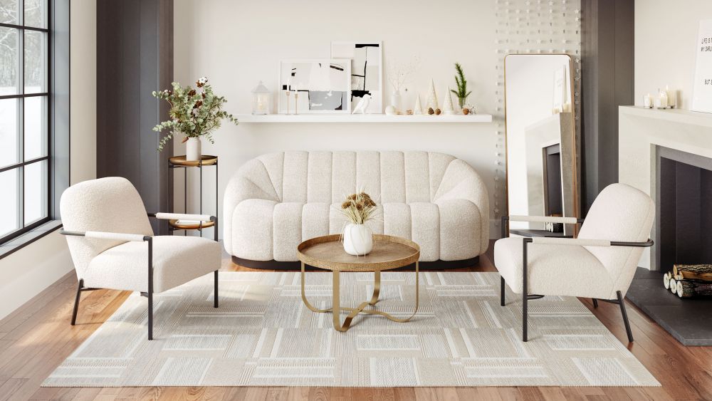Chicago Ivory Fabric Accent Chair