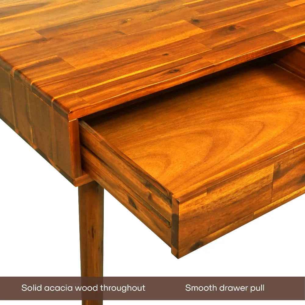 Acacia Lagom 48" Solid Wood Work Desk with Drawers for Functional Home Office
