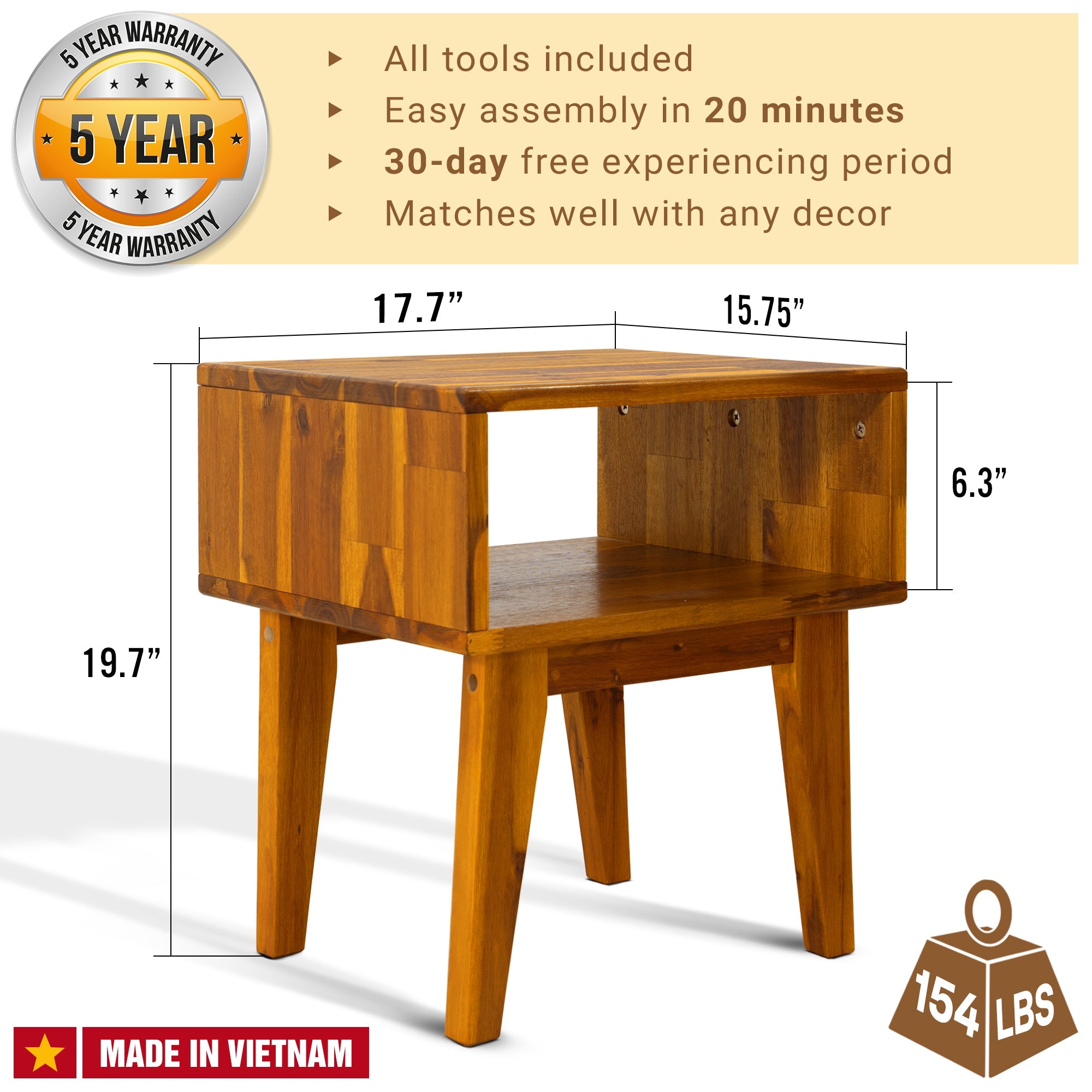 Serena Solid Wood Nightstand