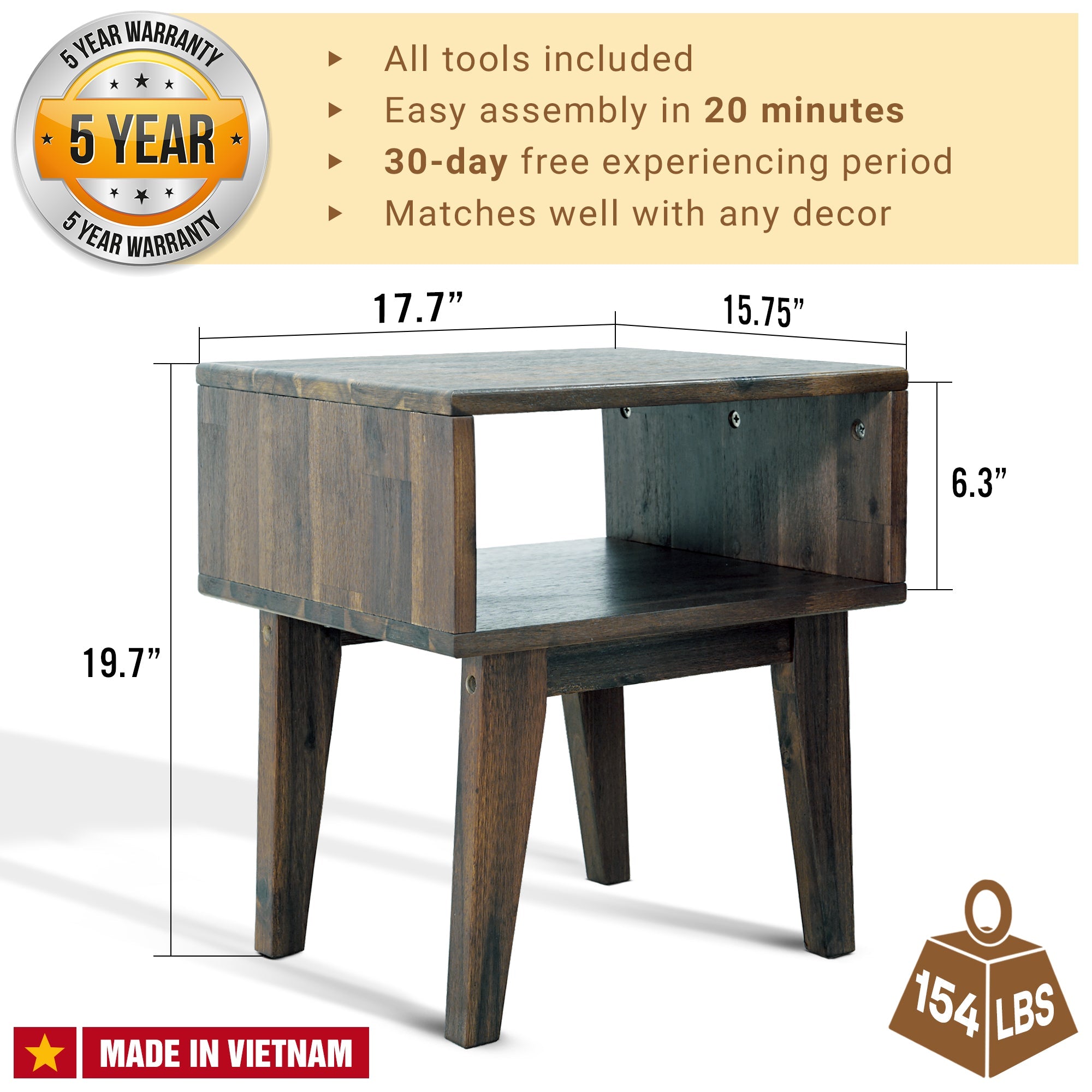Serena Solid Wood Nightstand