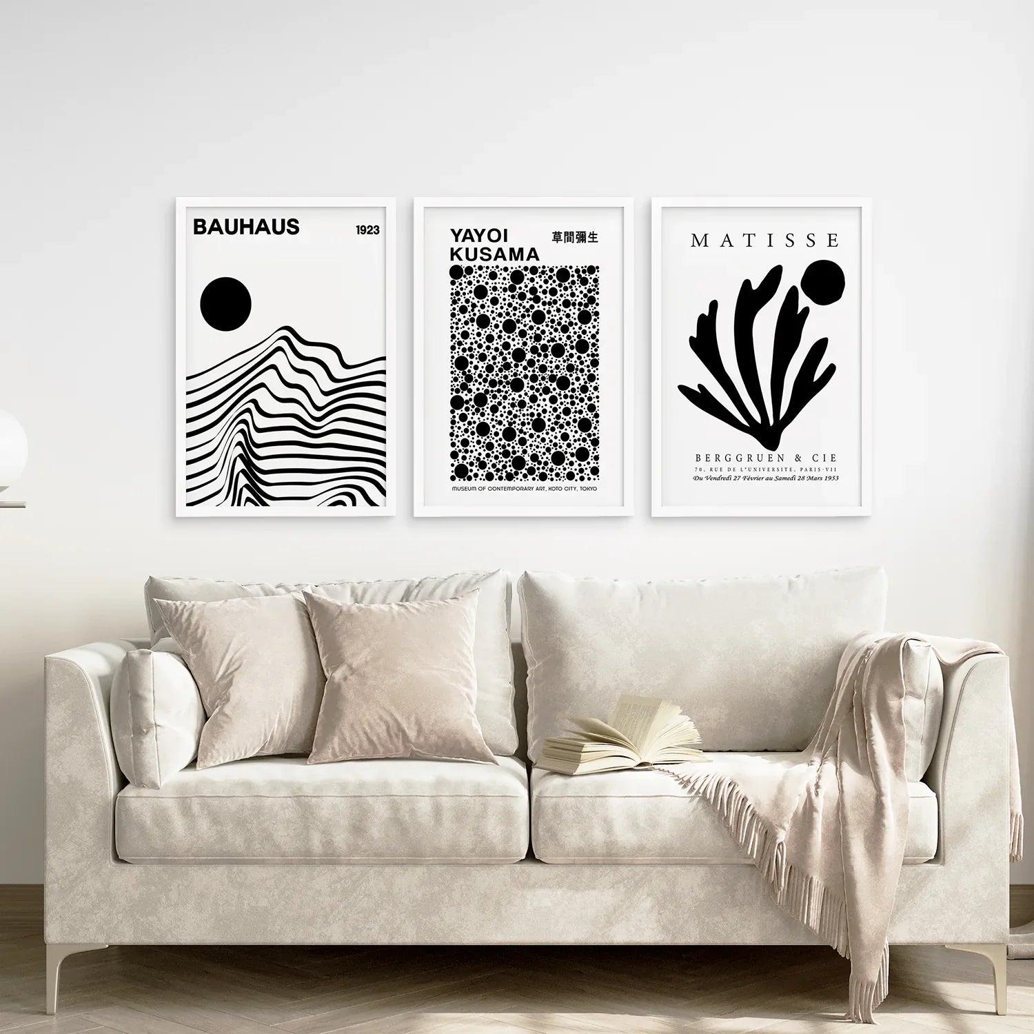 Black and White Minimalist 3 Piece Wall Art