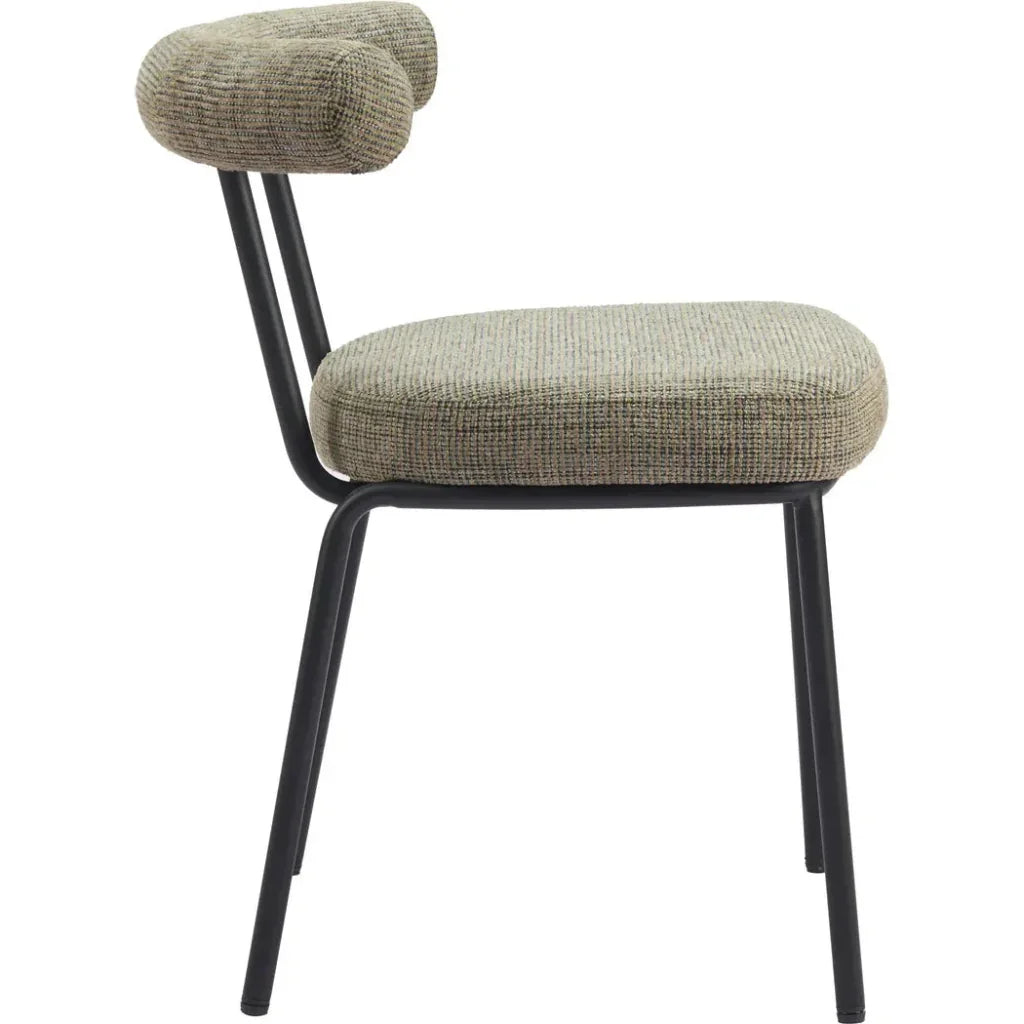 Kede Black Steel Green Tweed Dining Chair 2PC