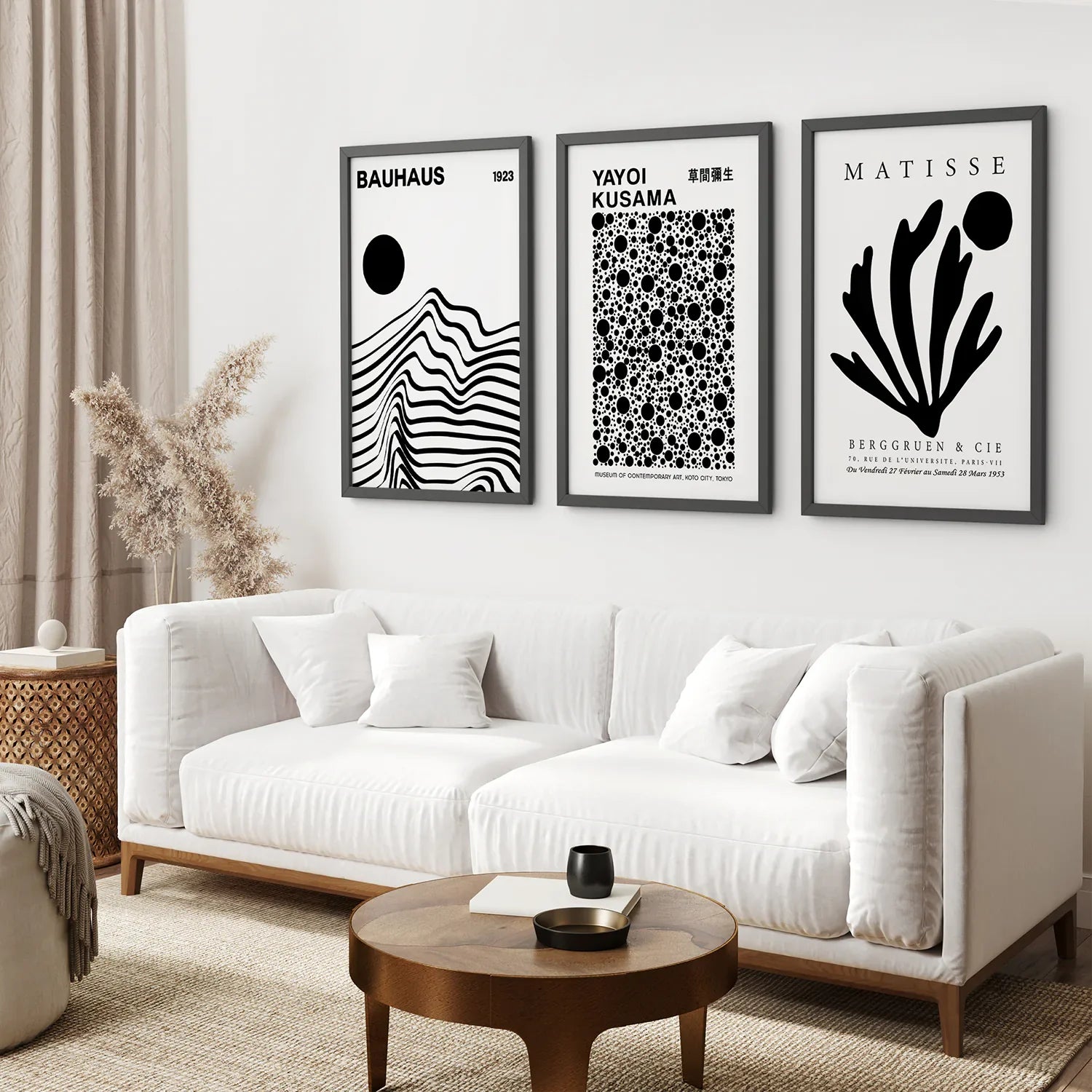 Black and White Minimalist 3 Piece Wall Art