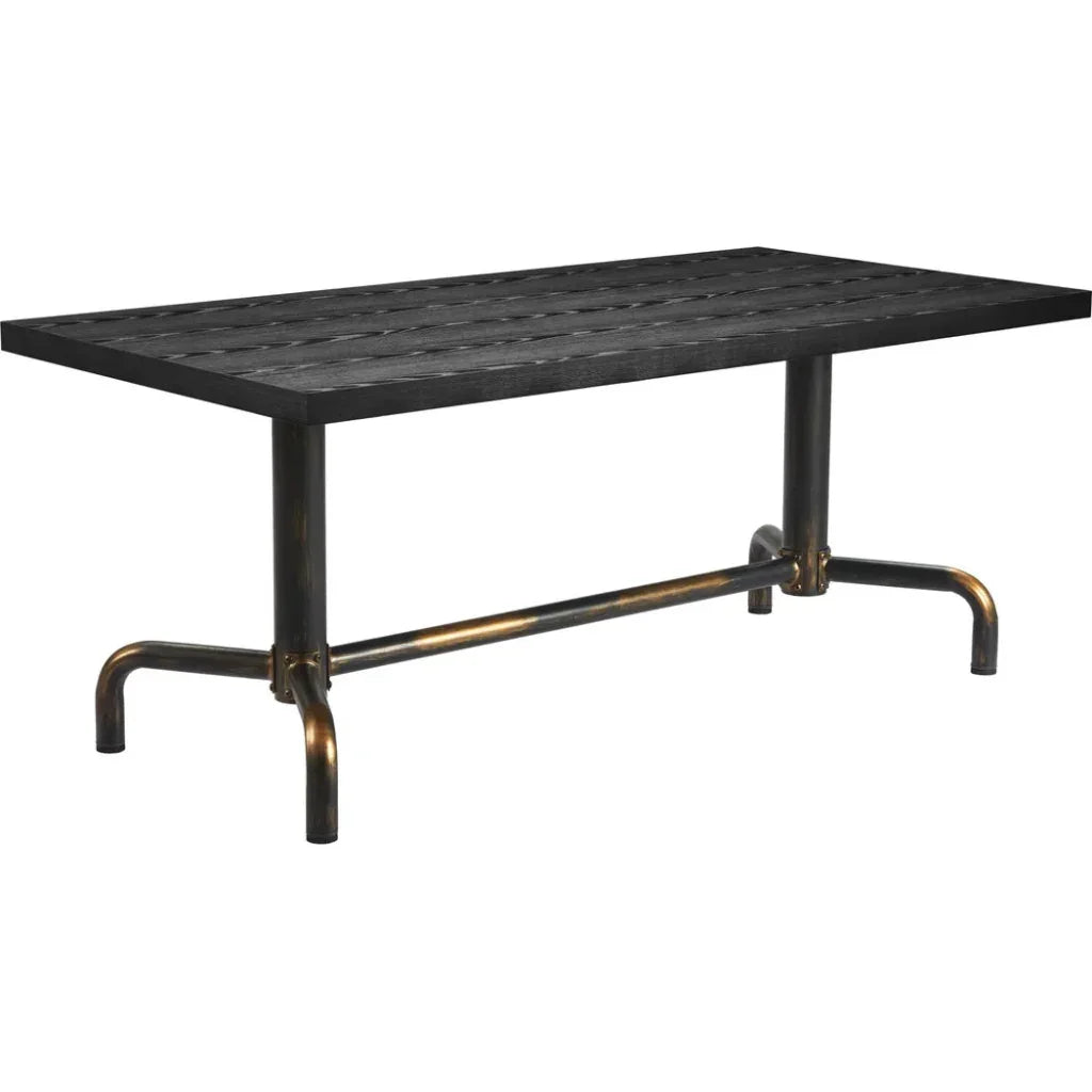 Neum Wood & Steel Black Rectangular Dining Table