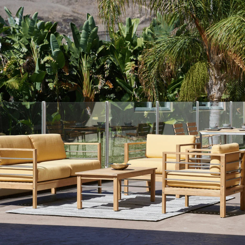 SoHo Teak Patio Deep Sofa Set with Sunbrella Cushion 4PC