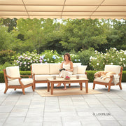 Sonoma Teak Patio Deep Sofa Set with Sunbrella Cushions 4PC