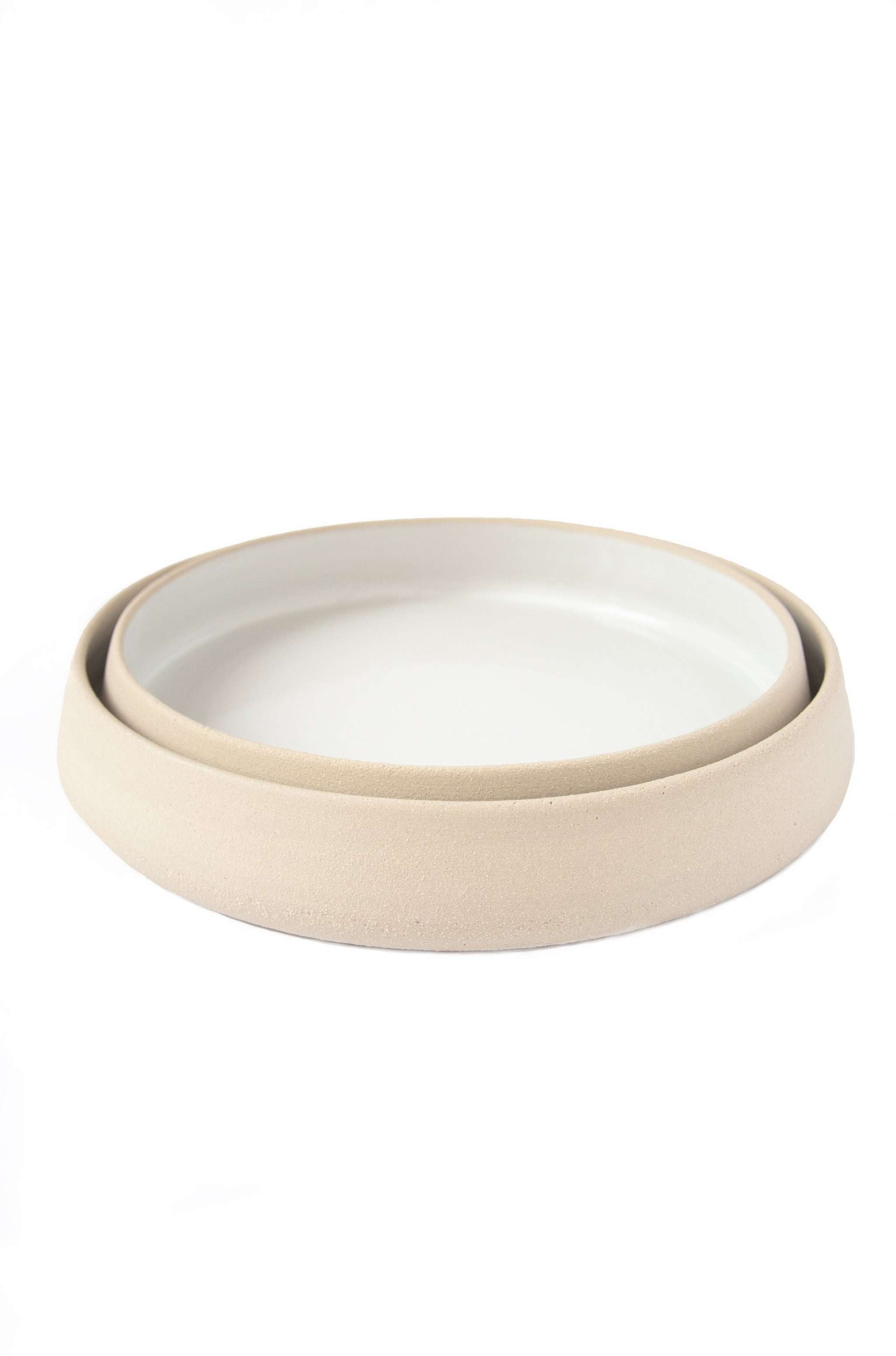 Handmade Stoneware Dinner Plates with High Sides
