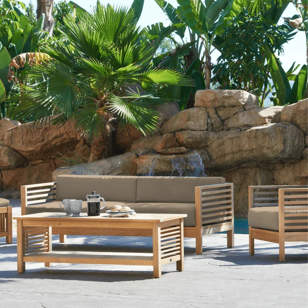 Summer Teak Patio Deep Sofa Set with Subrella Cushion 5PC
