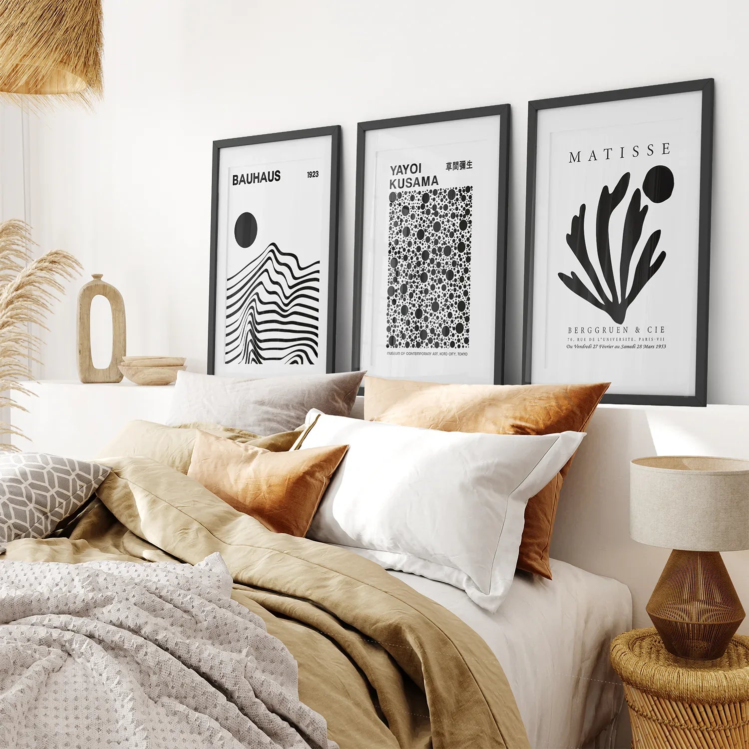 Black and White Minimalist 3 Piece Wall Art
