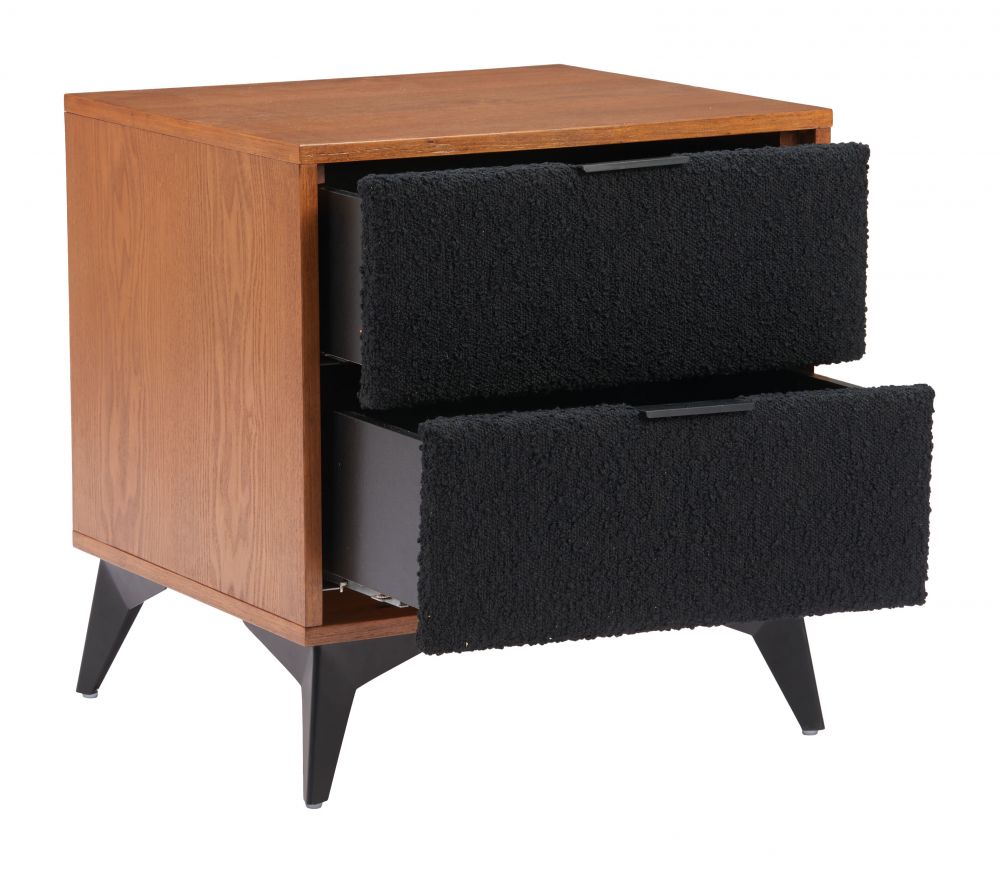Zarif Two Drawers Wood Nightstand