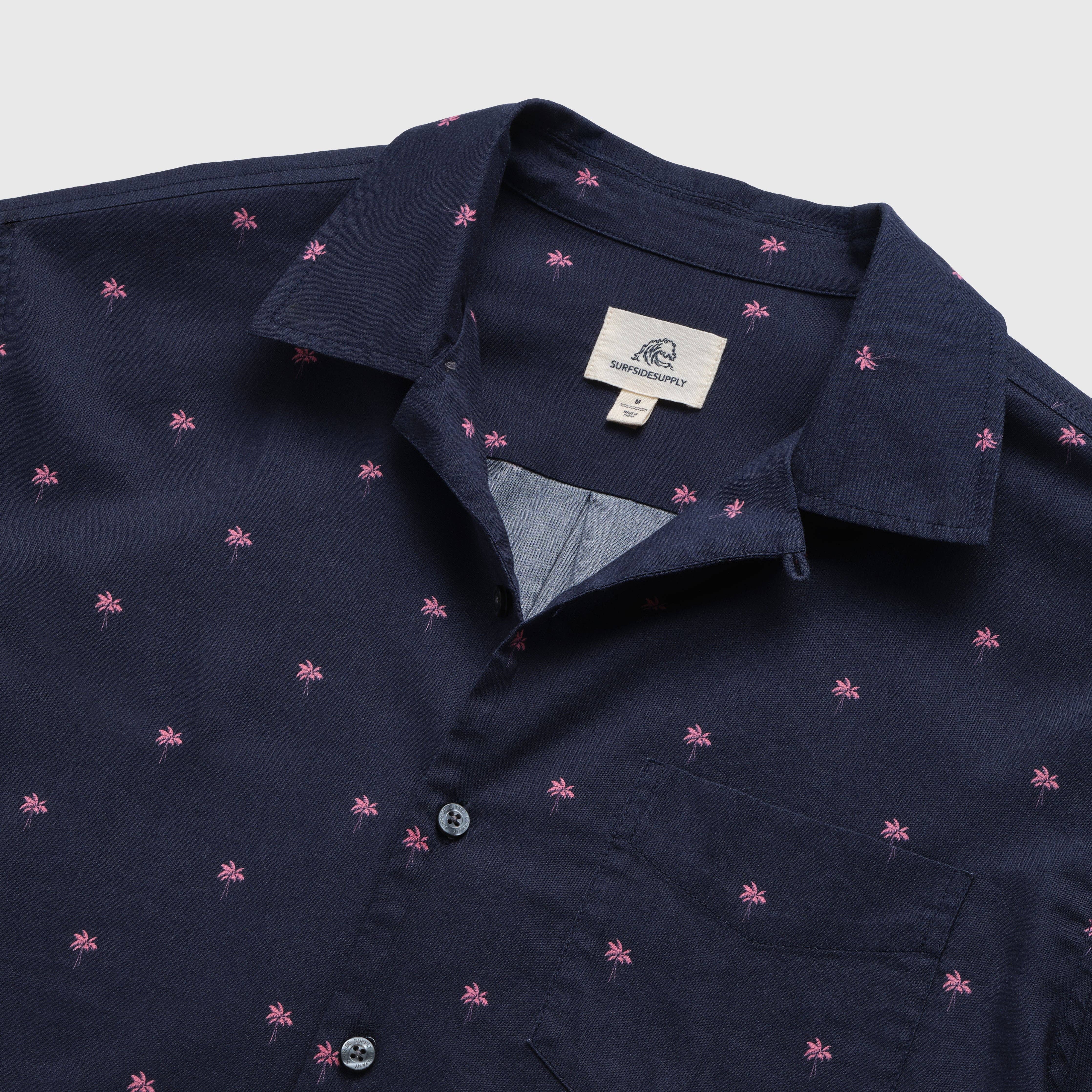Mariner Printed Palm Camp Collar Shirt - Palm Navy