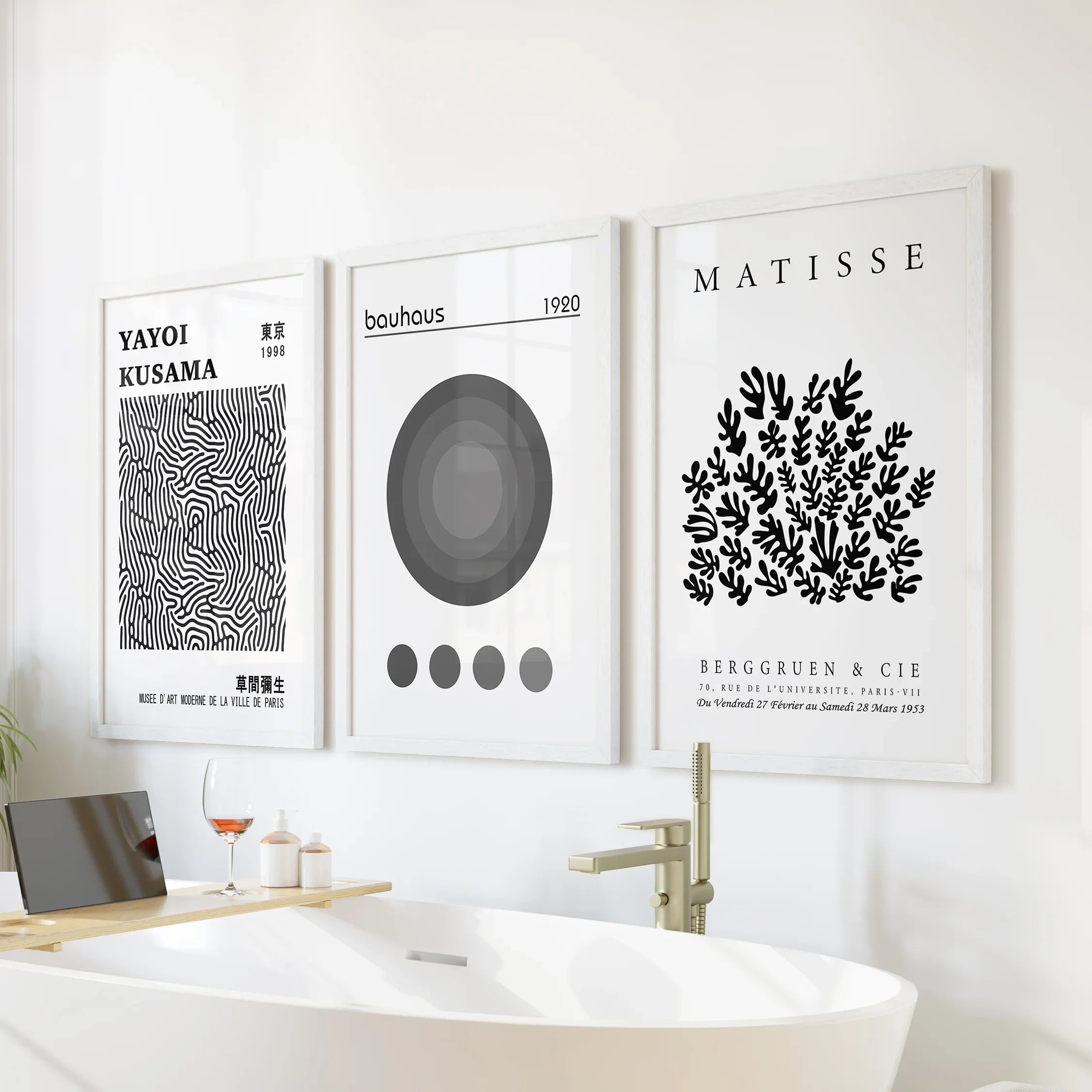 Kusama, Matisse & Bauhaus 3 Piece Wall Art