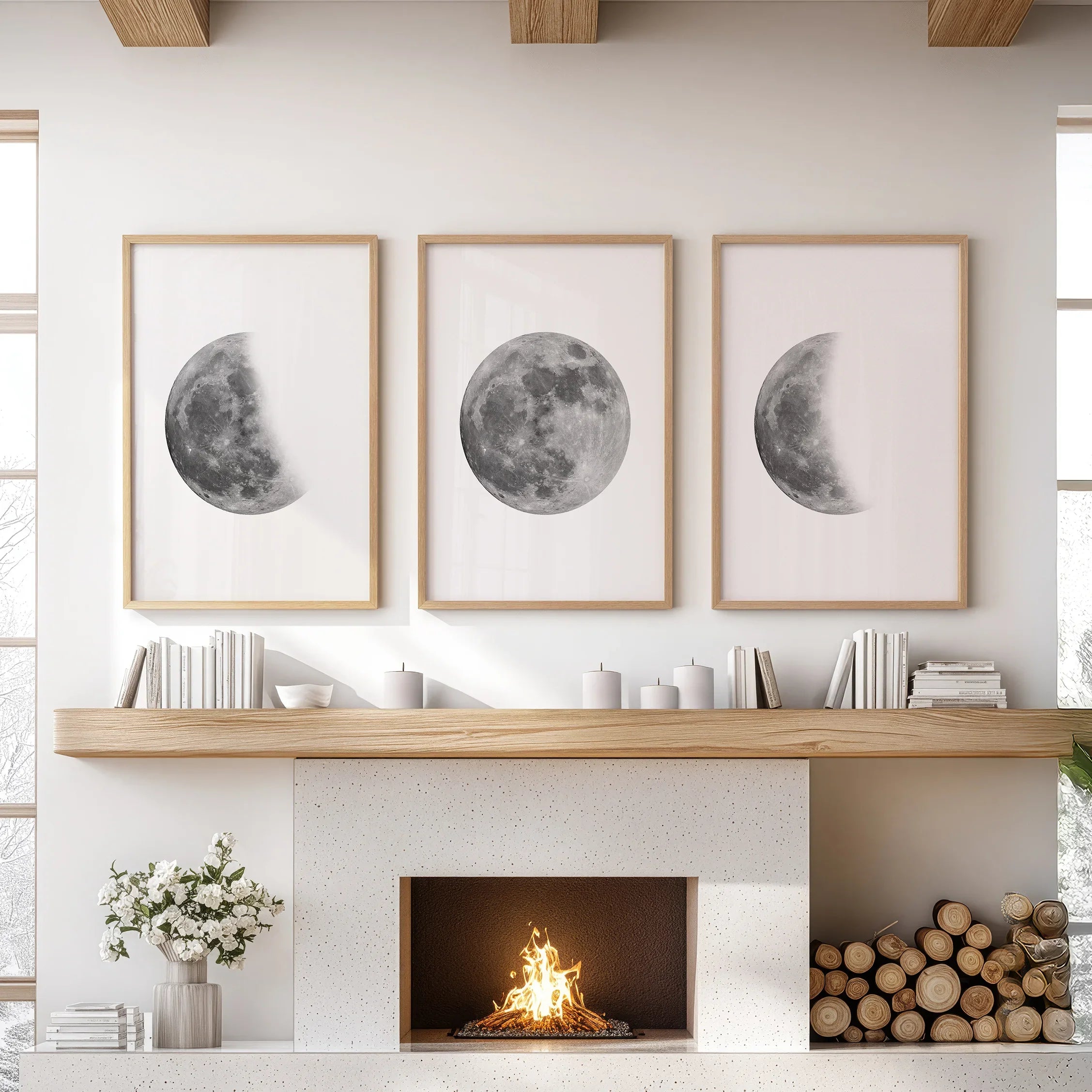 Lunar Phases 3 Piece Wall Art