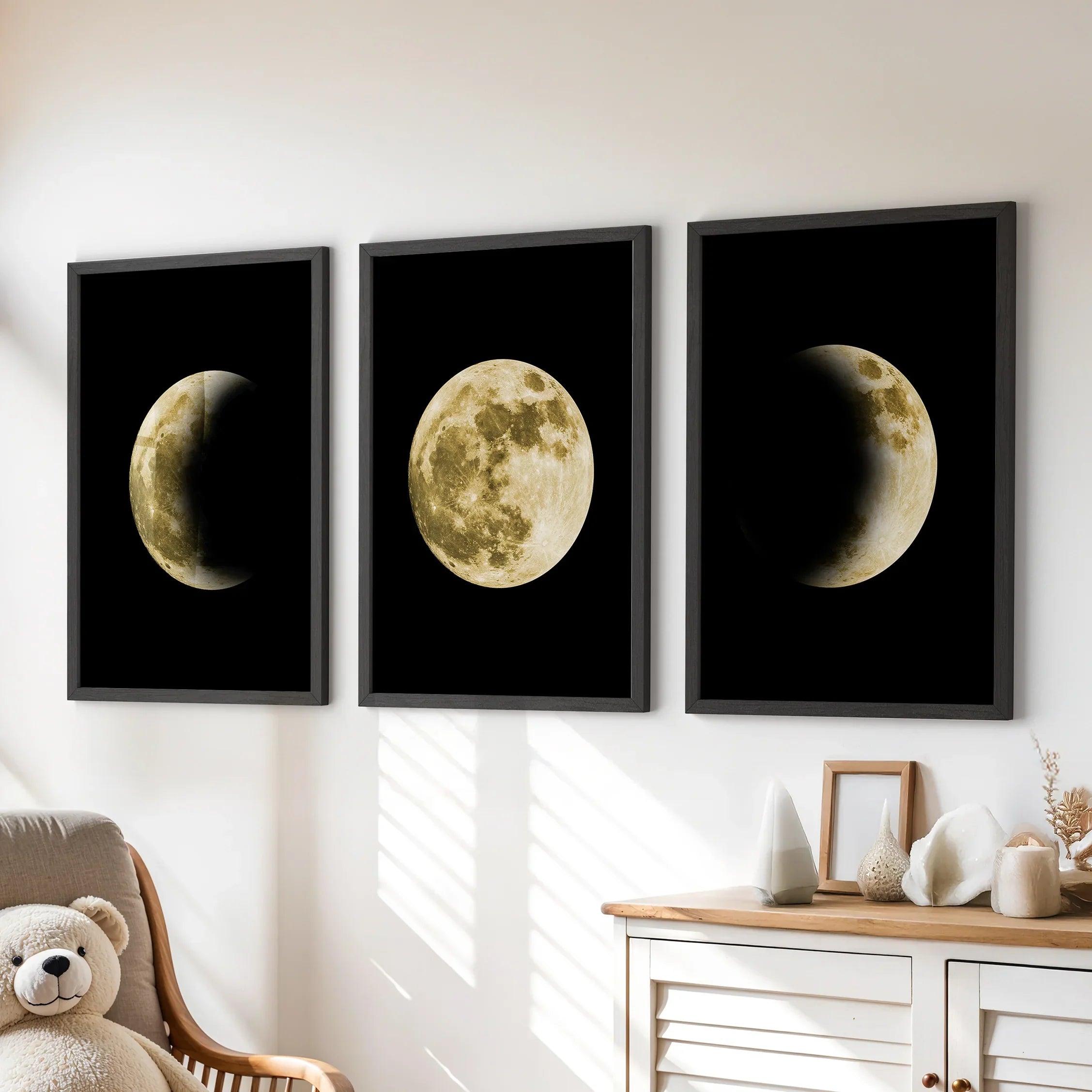 Celestial Moon 3 Piece Wall Art