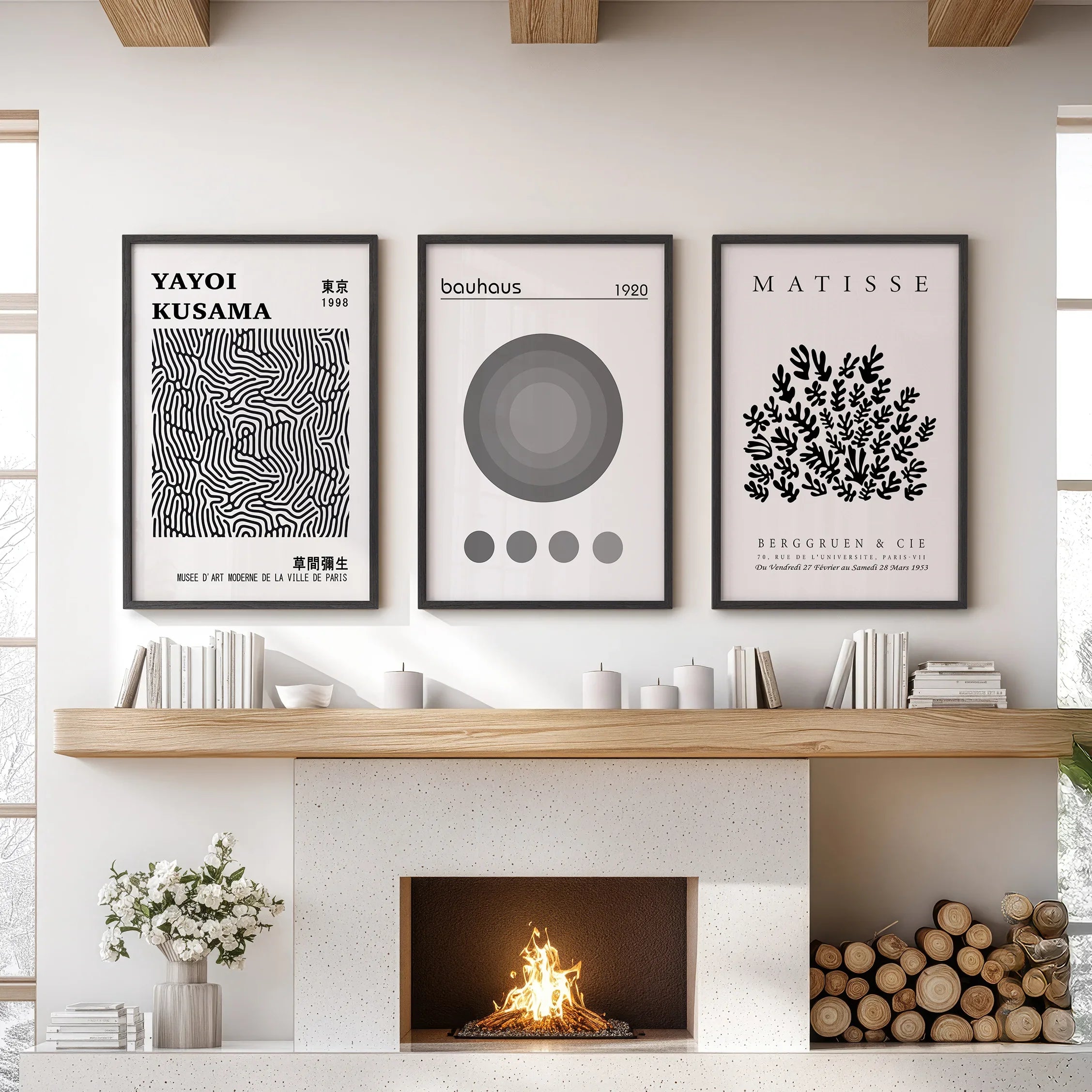 Kusama, Matisse & Bauhaus 3 Piece Wall Art