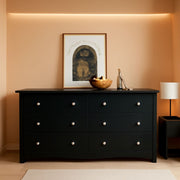 Solid Wood Black Dresser With Six Drawers Contemporary