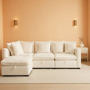 White OneThirtyThreeInch Modular Sectional Sofa Hidden Storage