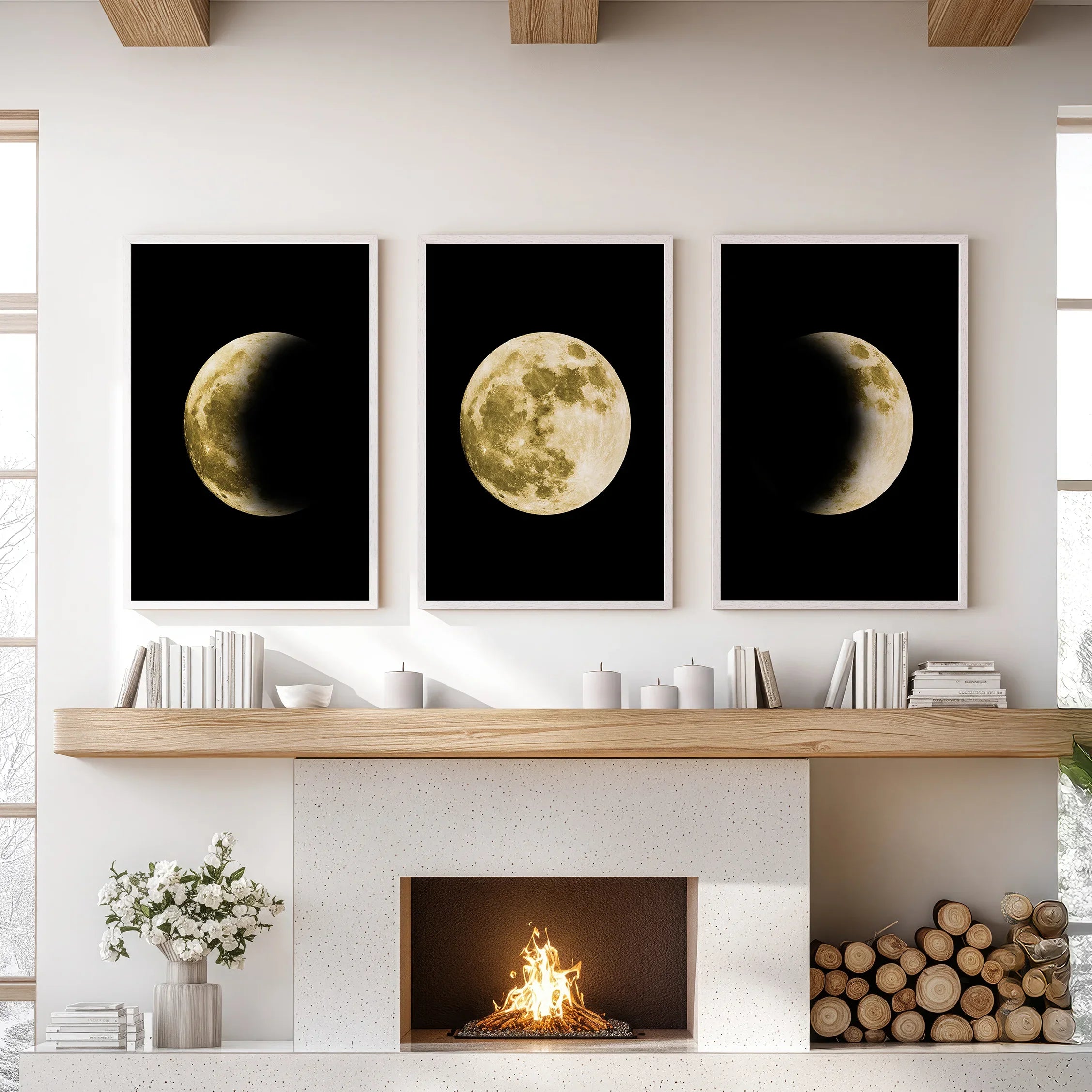Celestial Moon 3 Piece Wall Art