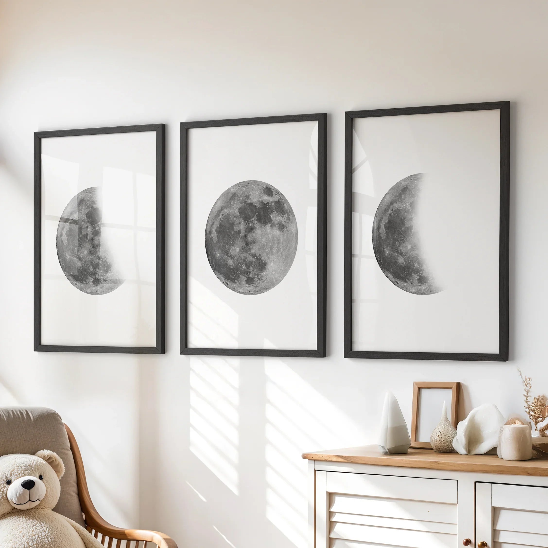Lunar Phases 3 Piece Wall Art