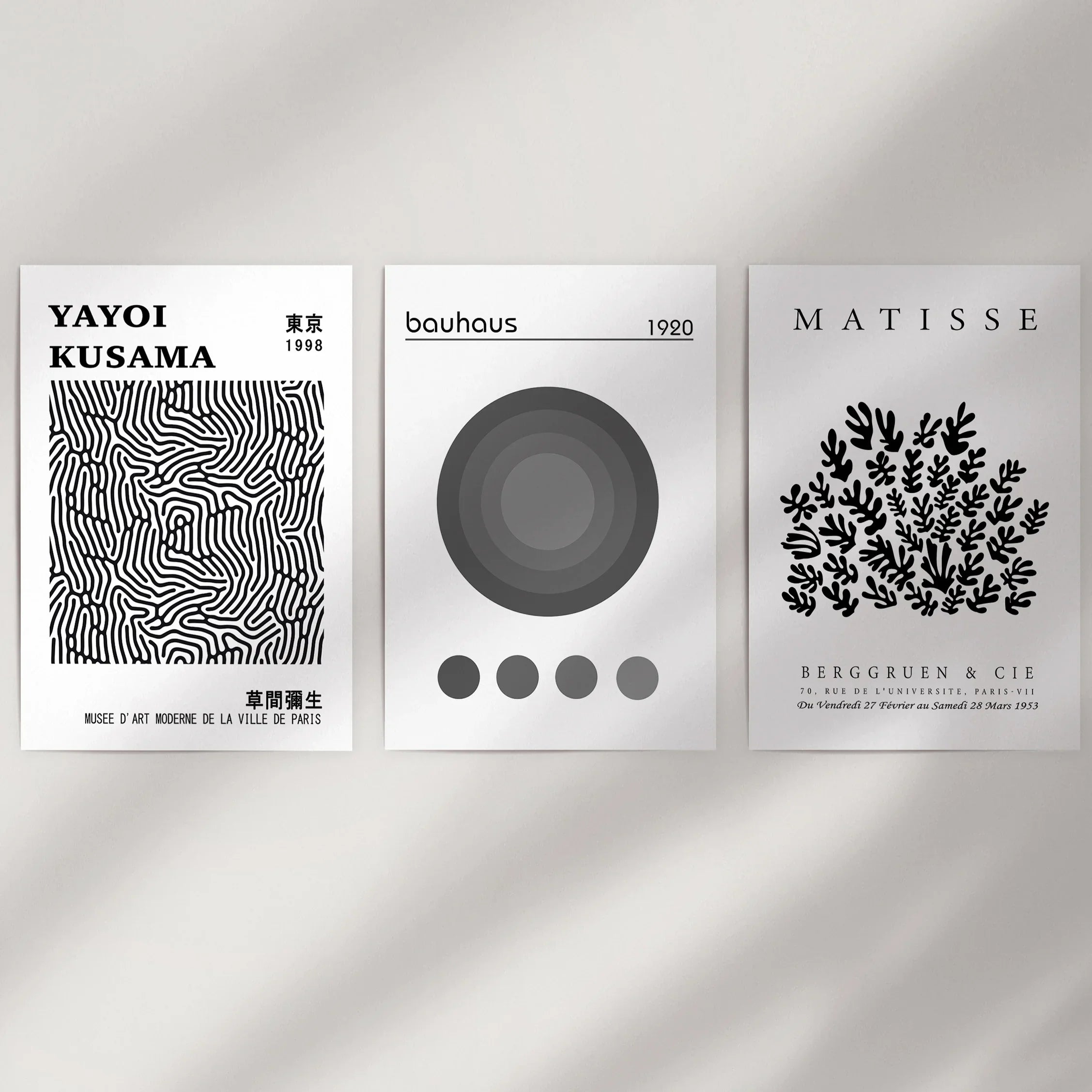 Kusama, Matisse & Bauhaus 3 Piece Wall Art