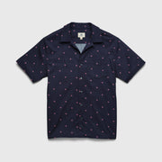 Mariner Printed Palm Camp Collar Shirt - Palm Navy