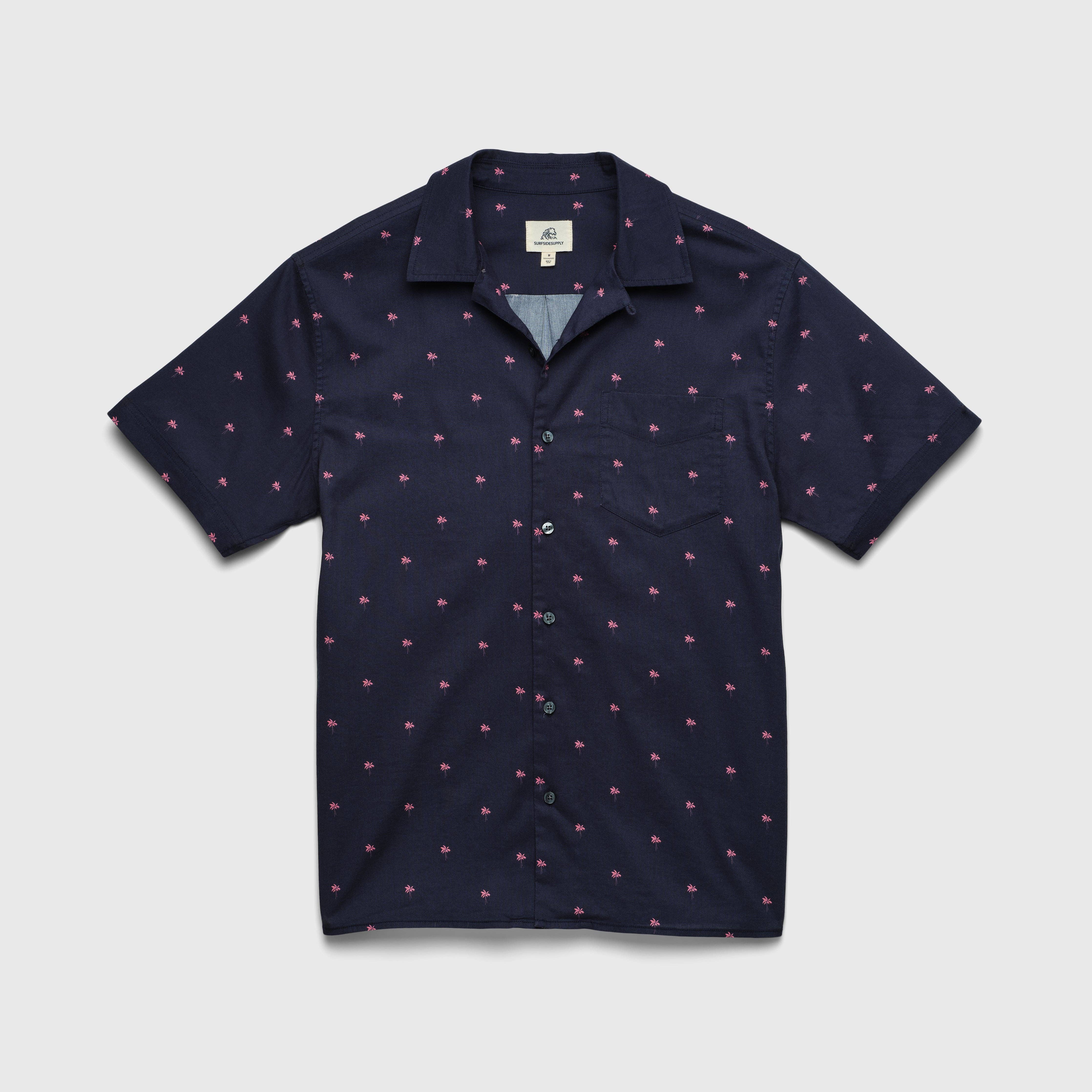 Mariner Printed Palm Camp Collar Shirt - Palm Navy