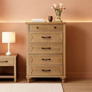 Oak Midcentury Dresser Five Drawers Storage Organizer