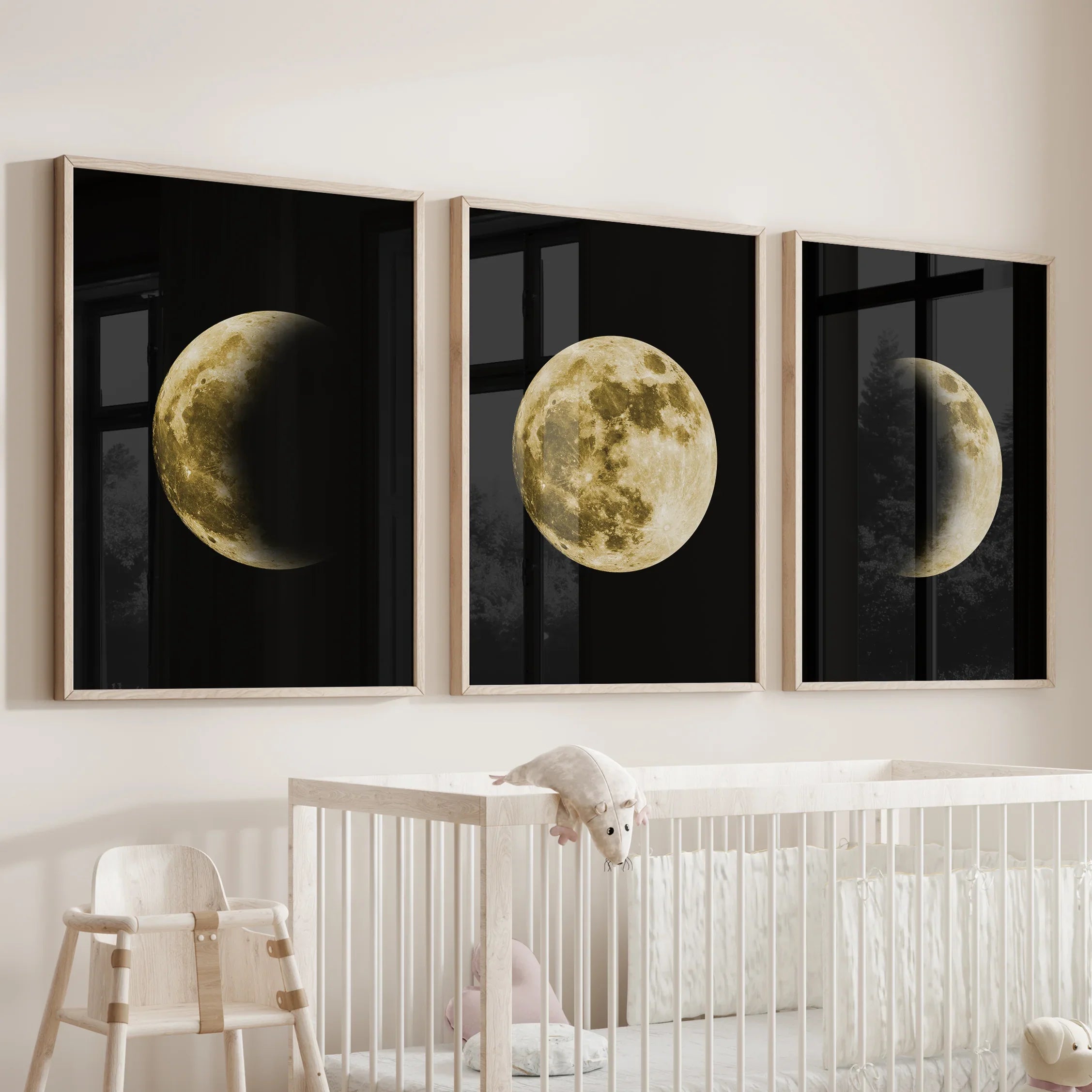 Celestial Moon 3 Piece Wall Art