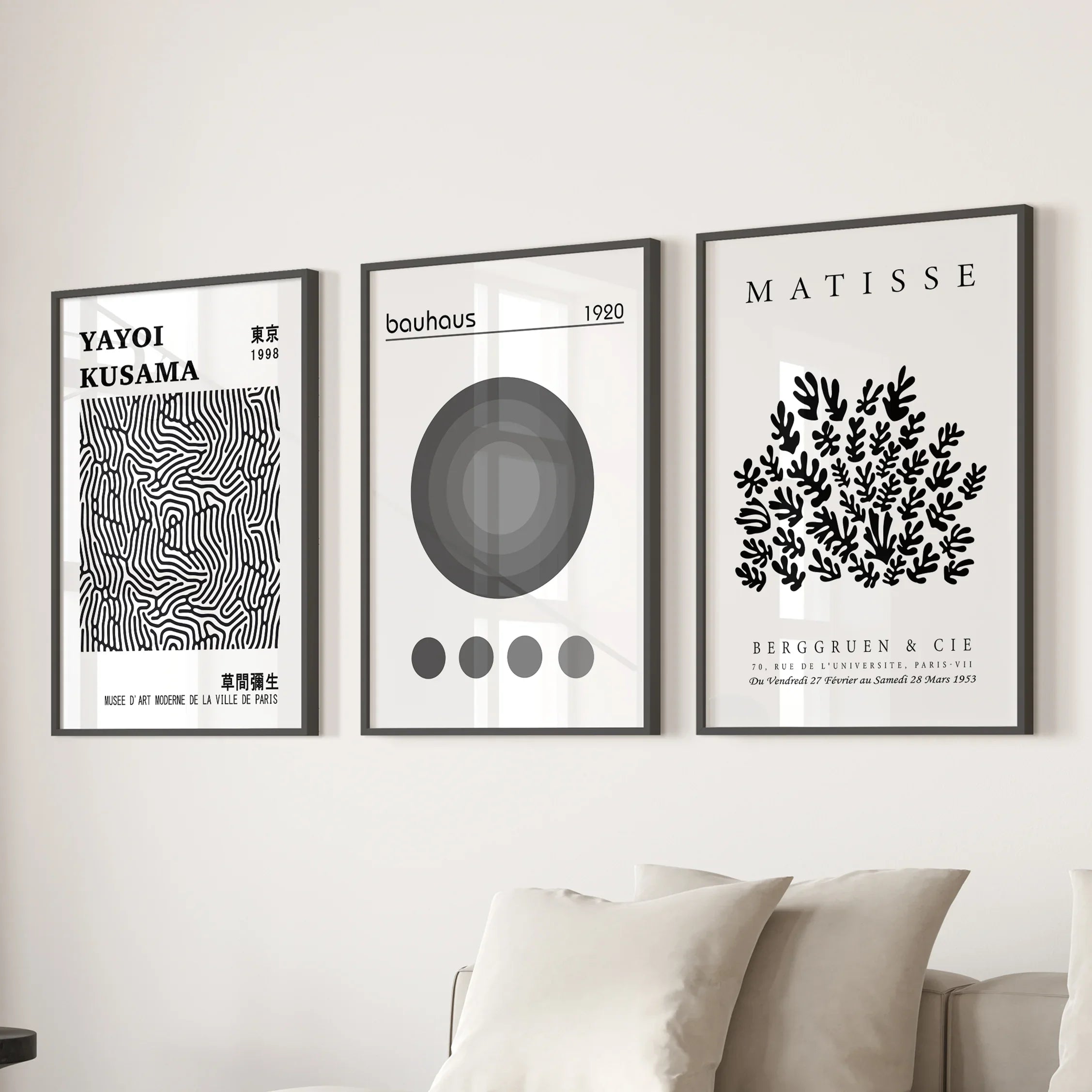 Kusama, Matisse & Bauhaus 3 Piece Wall Art
