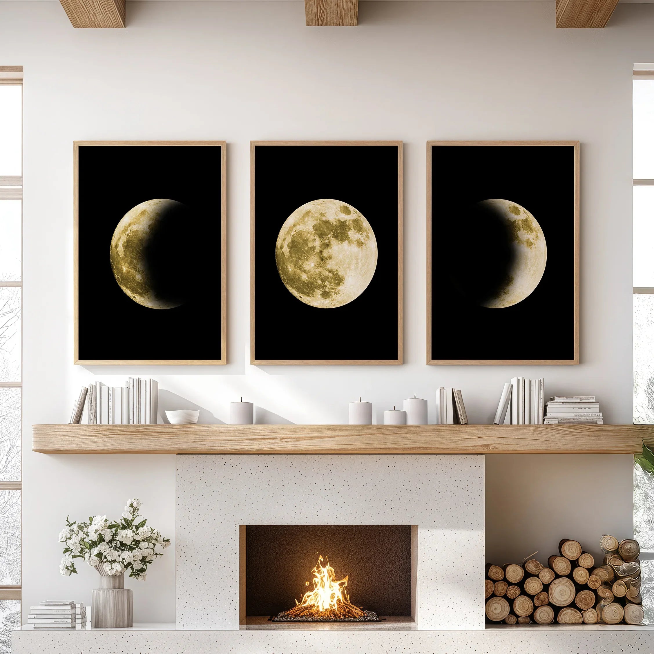 Celestial Moon 3 Piece Wall Art