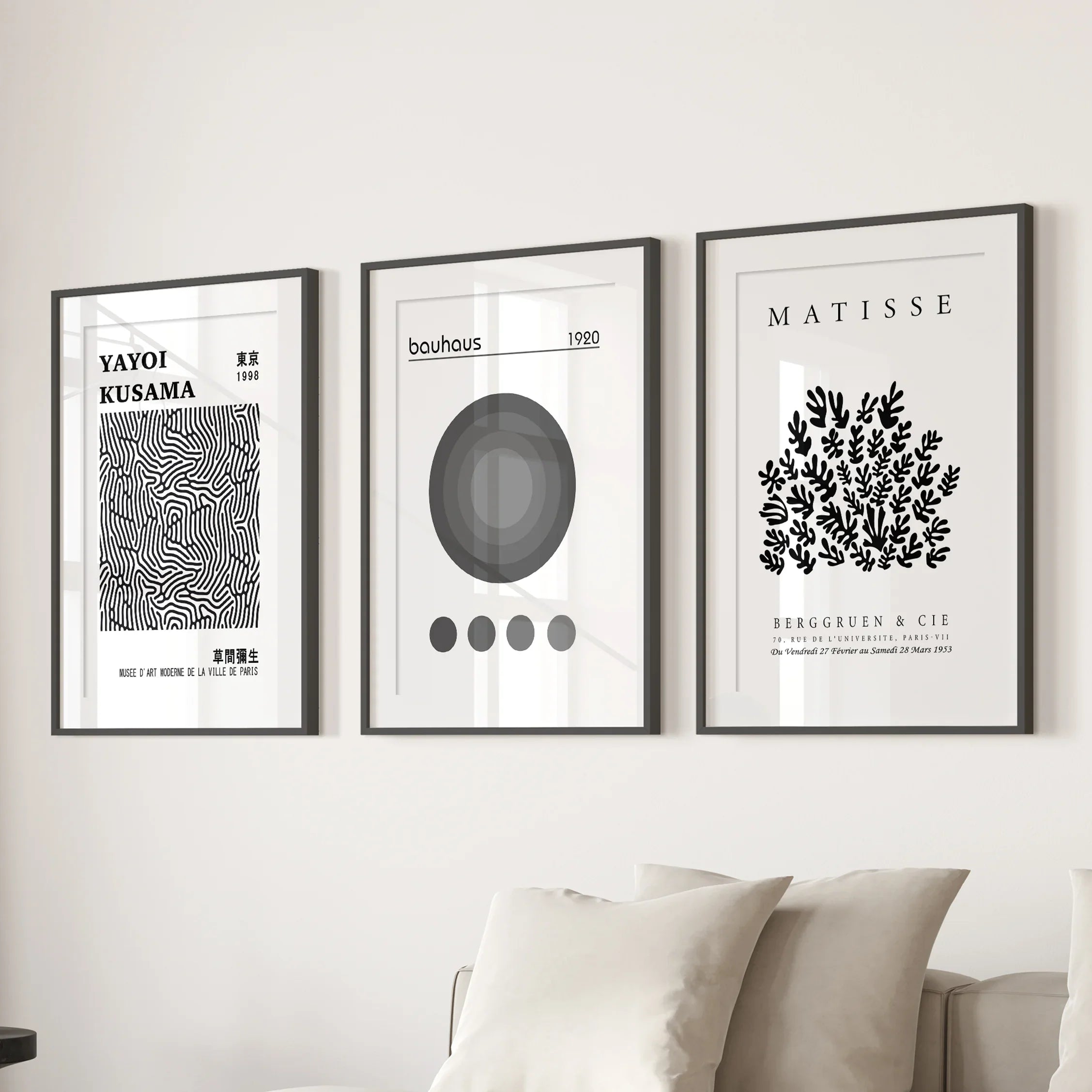 Kusama, Matisse & Bauhaus 3 Piece Wall Art