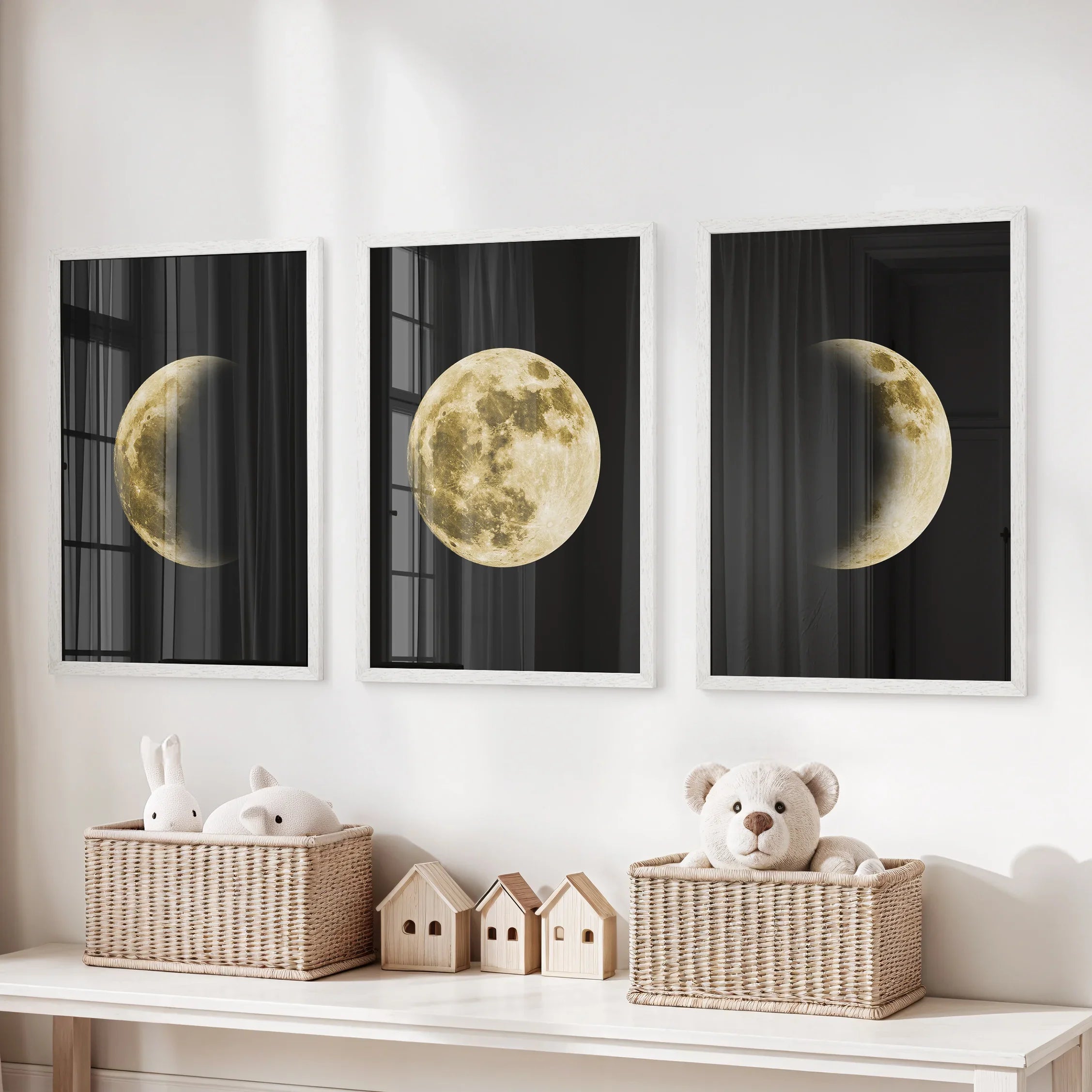 Celestial Moon 3 Piece Wall Art