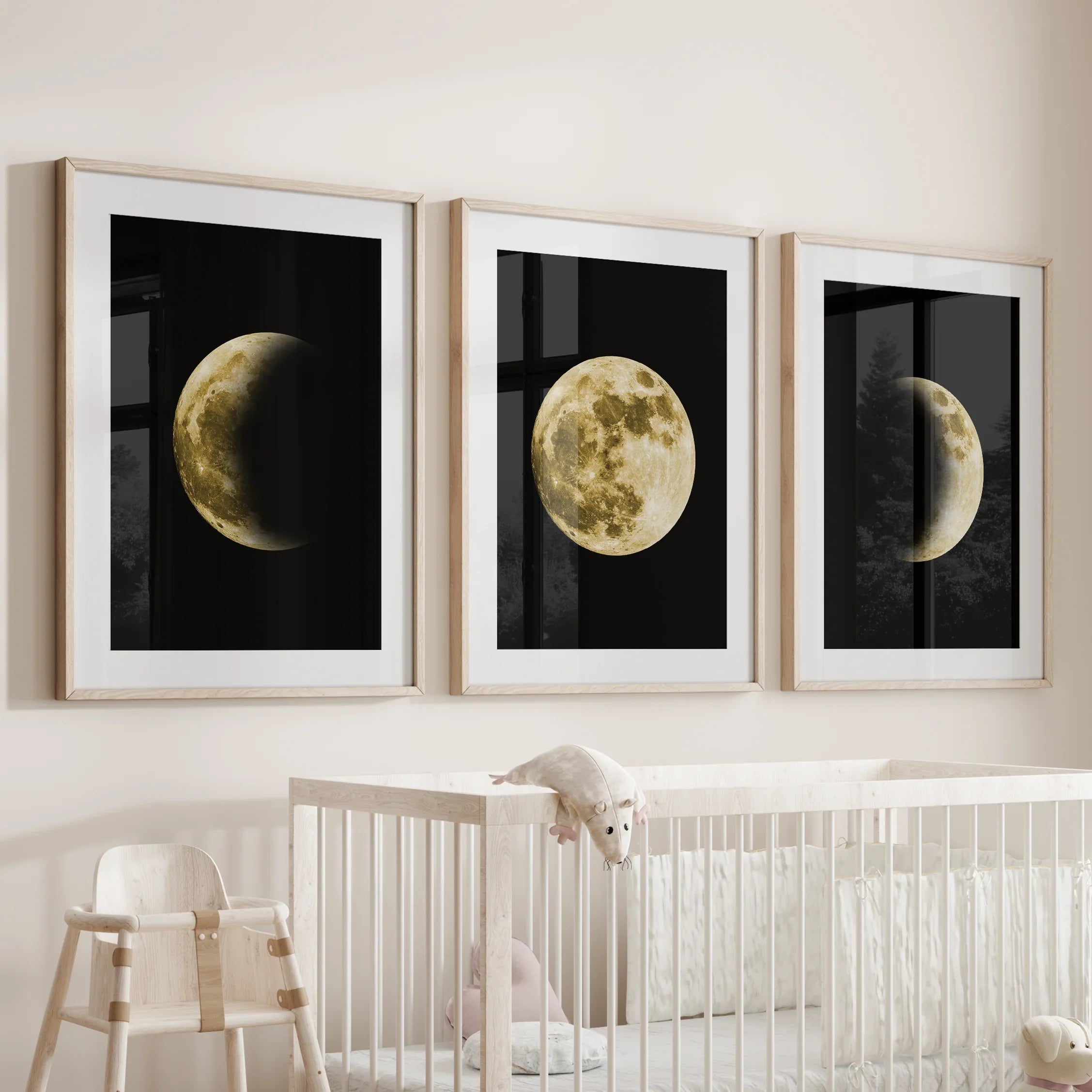 Celestial Moon 3 Piece Wall Art