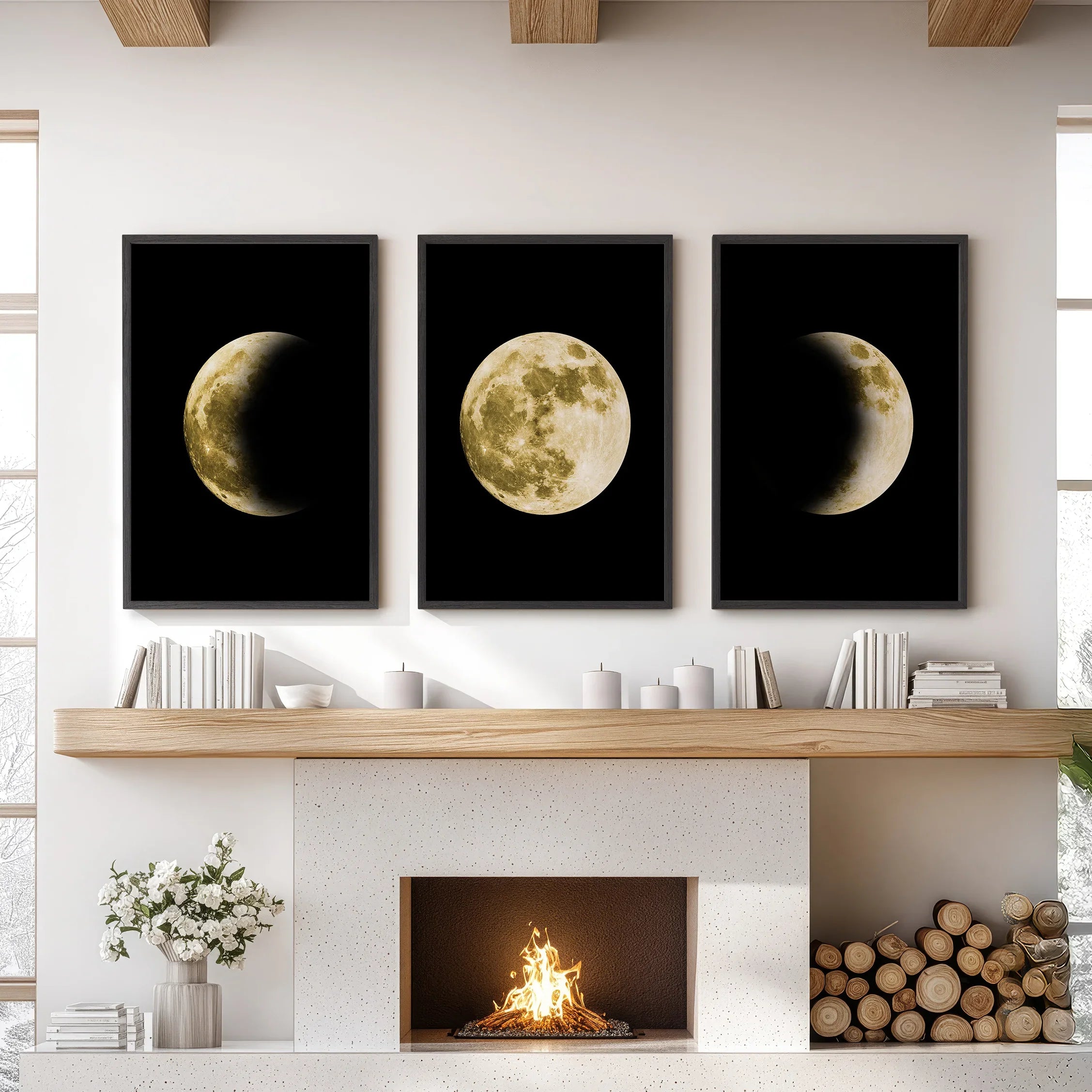 Celestial Moon 3 Piece Wall Art