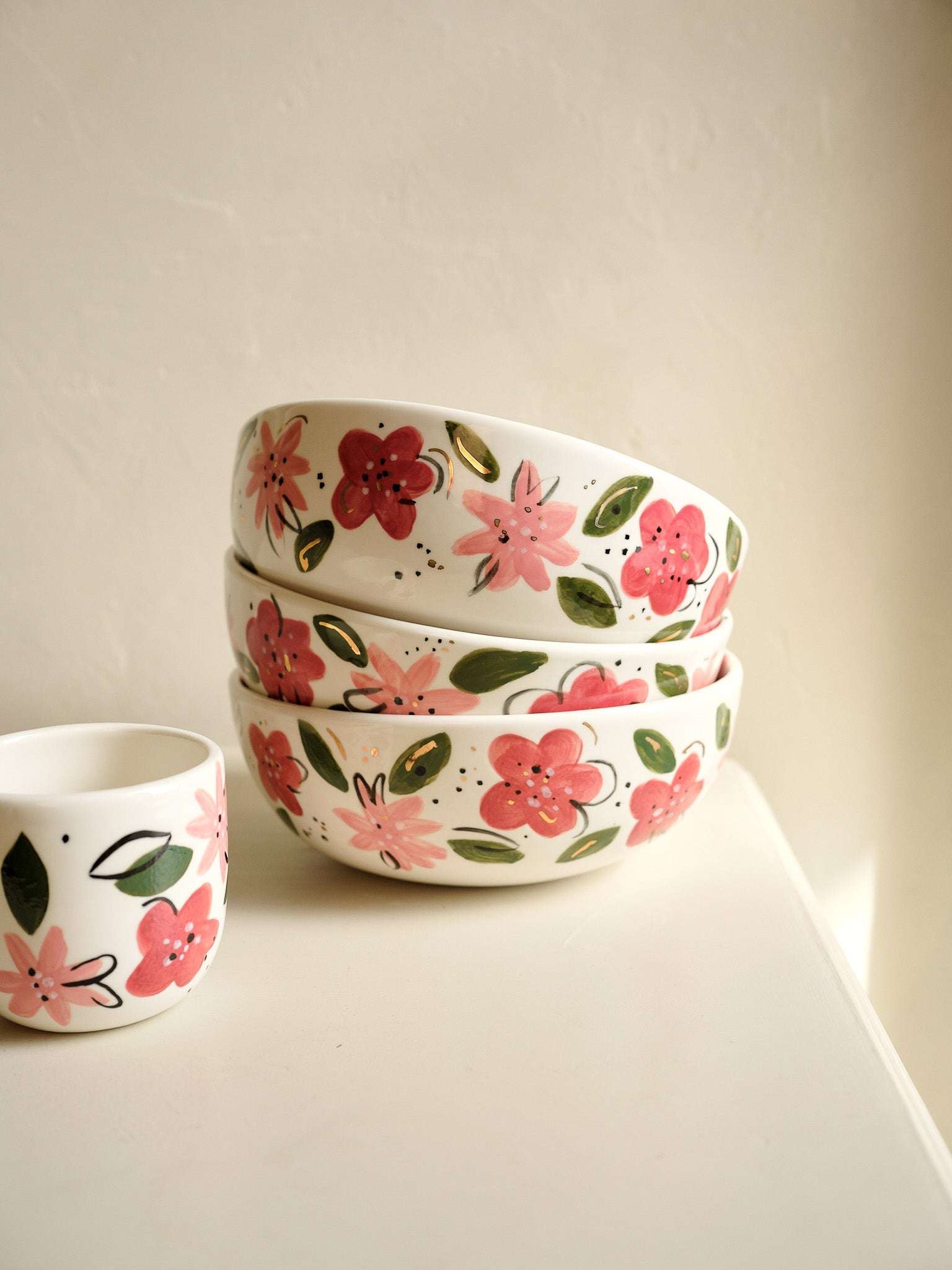 Hand-Painted Floral Salad Bowl - Unique Porcelain Design