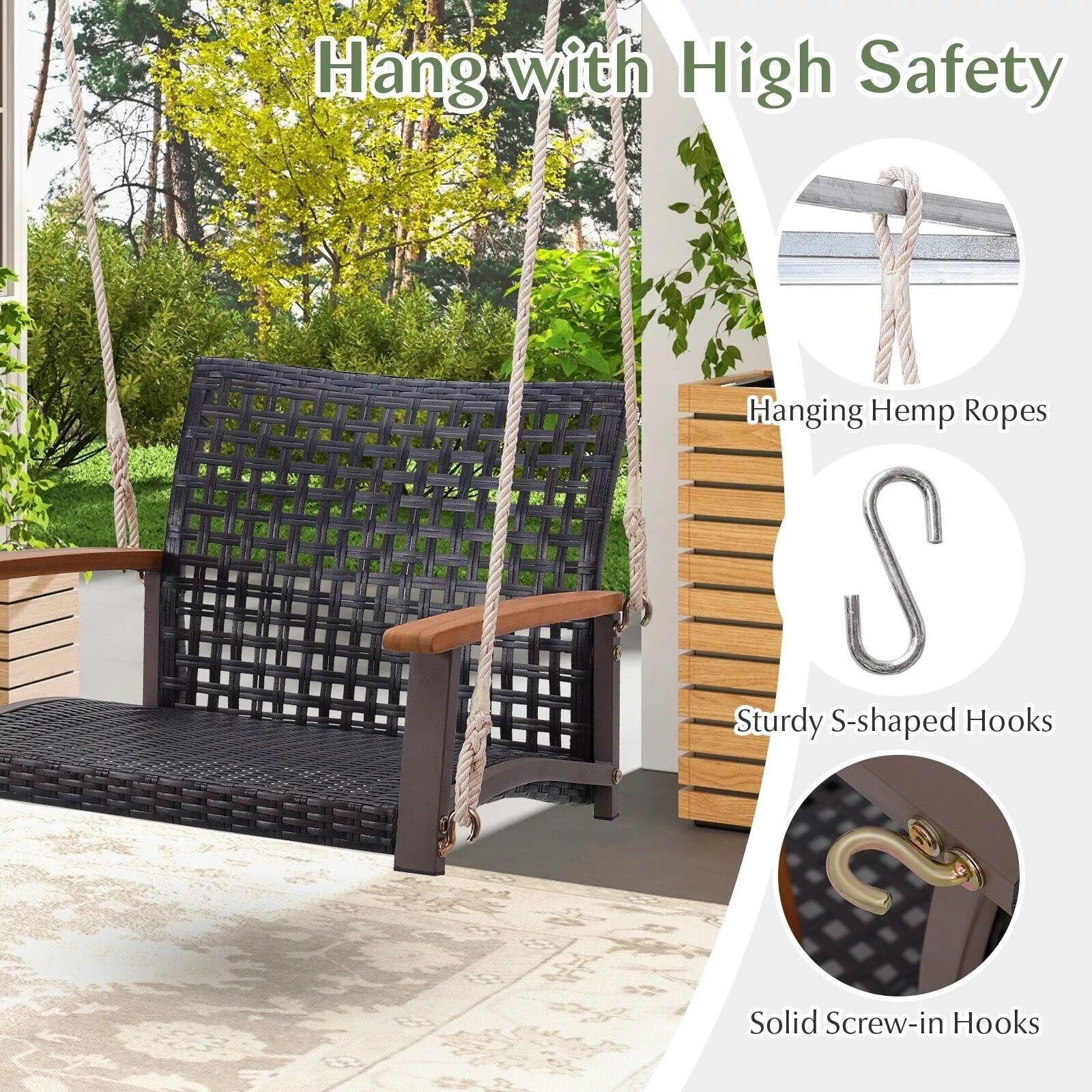 Bruce Outdoor Wooden Darden Swing Chair