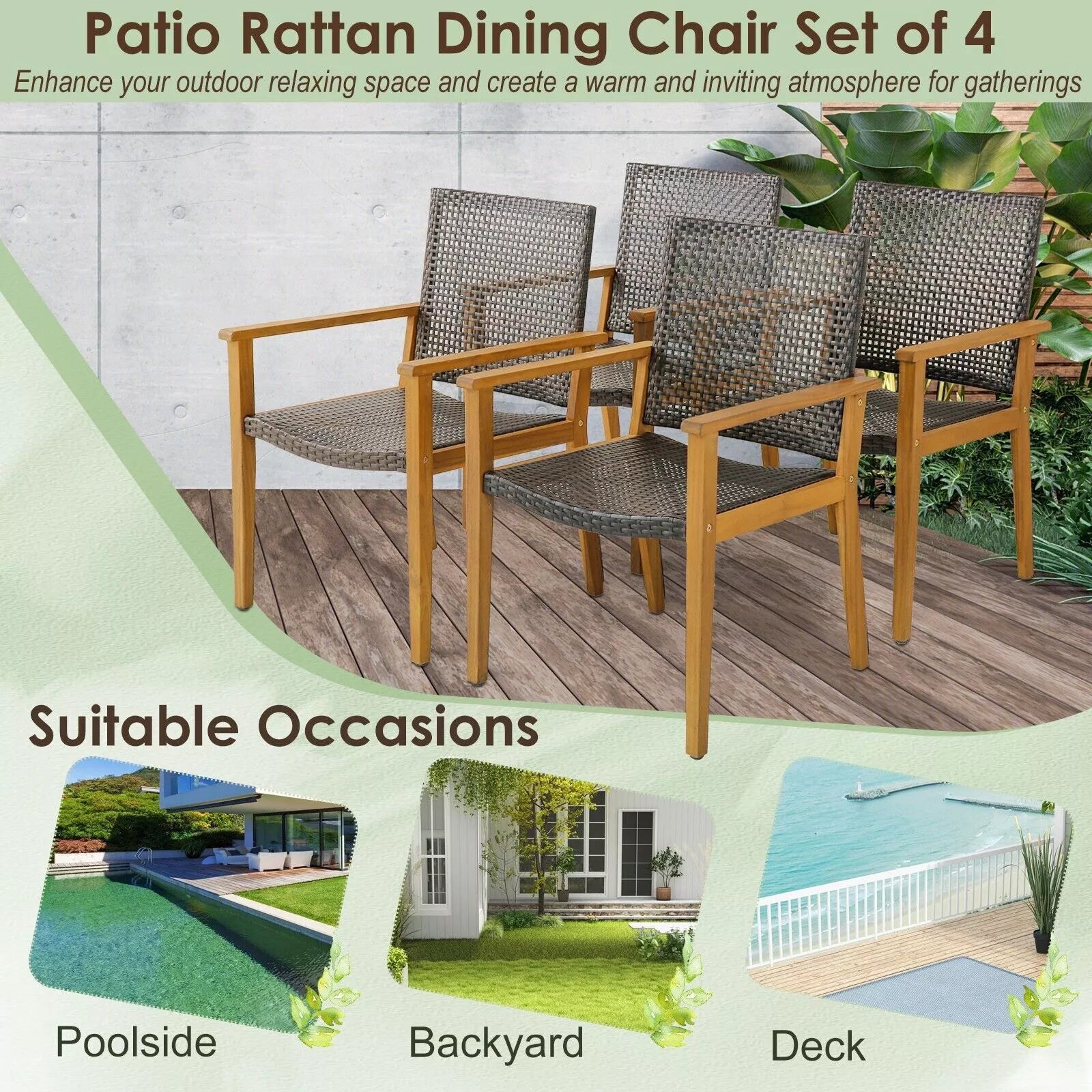 Lopez Rattan Garden Chair (Set of 4)