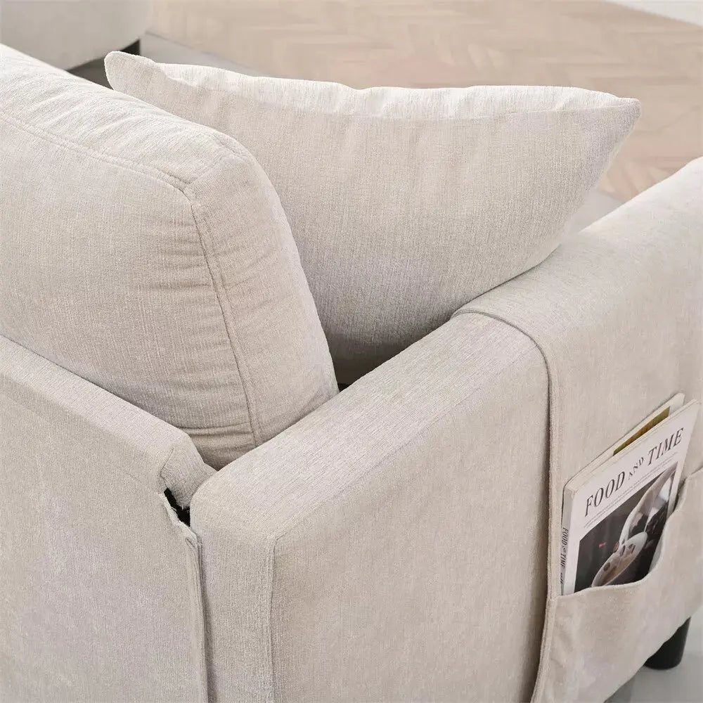 Modern Chenille L Shaped Sectional Couch