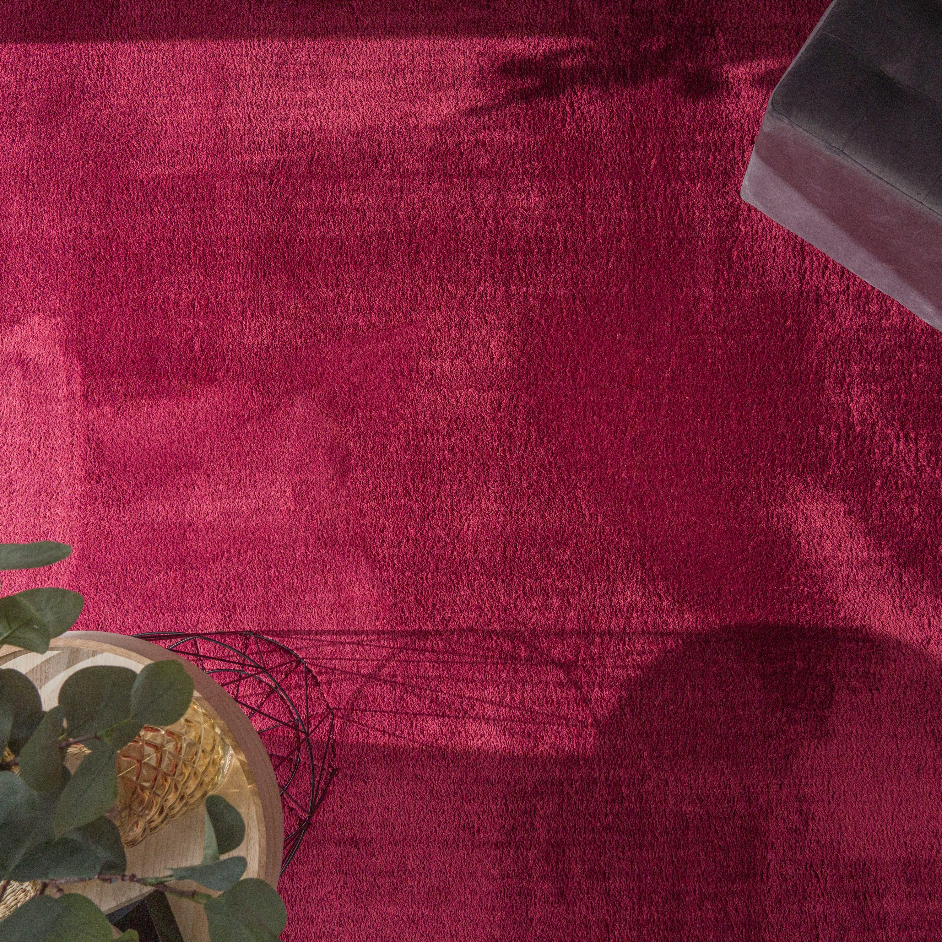 Soft Area Rug with Anti-Slip Backing Washable - Red