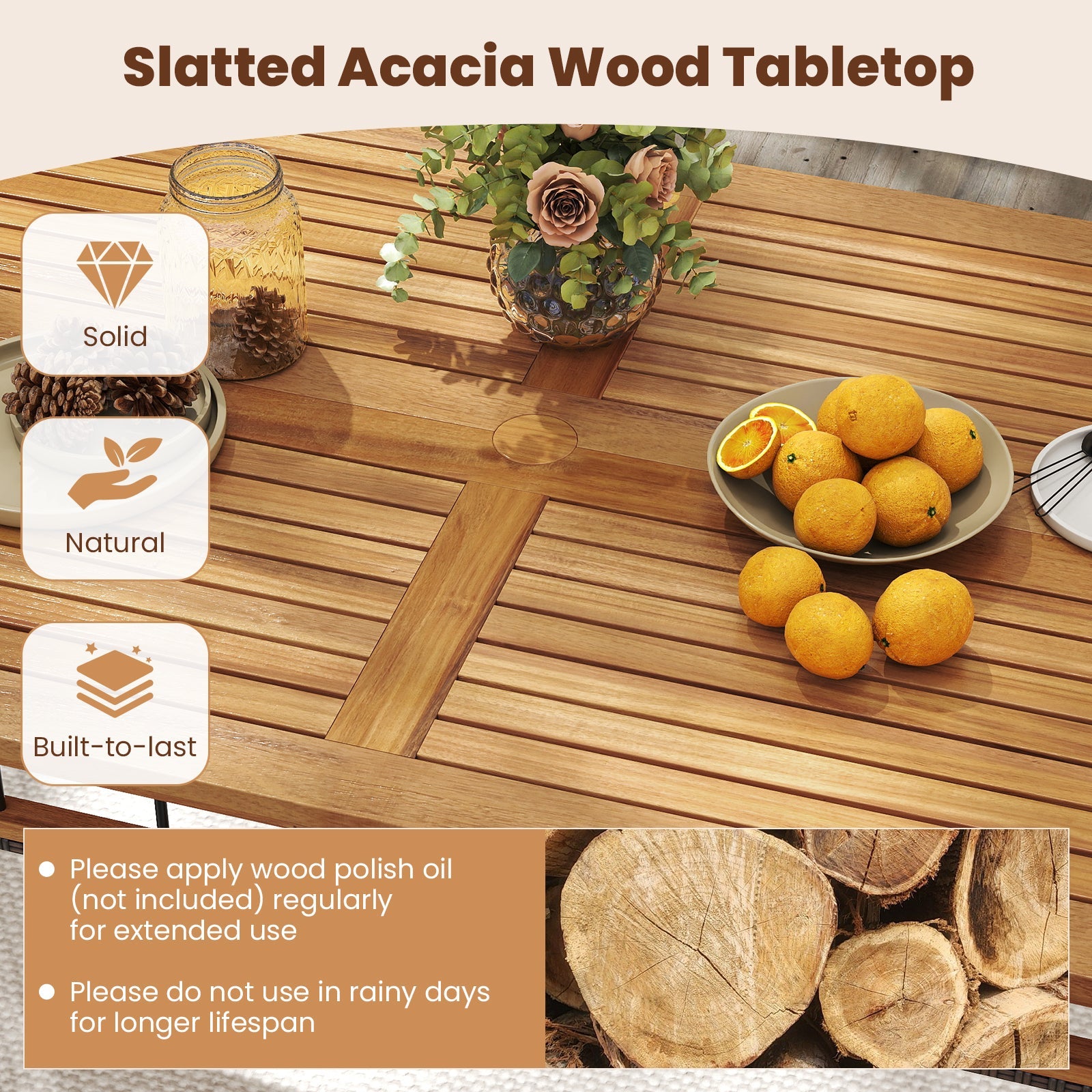 7 Pieces PE Wicker Patio Dining Set for Garden and Backyard